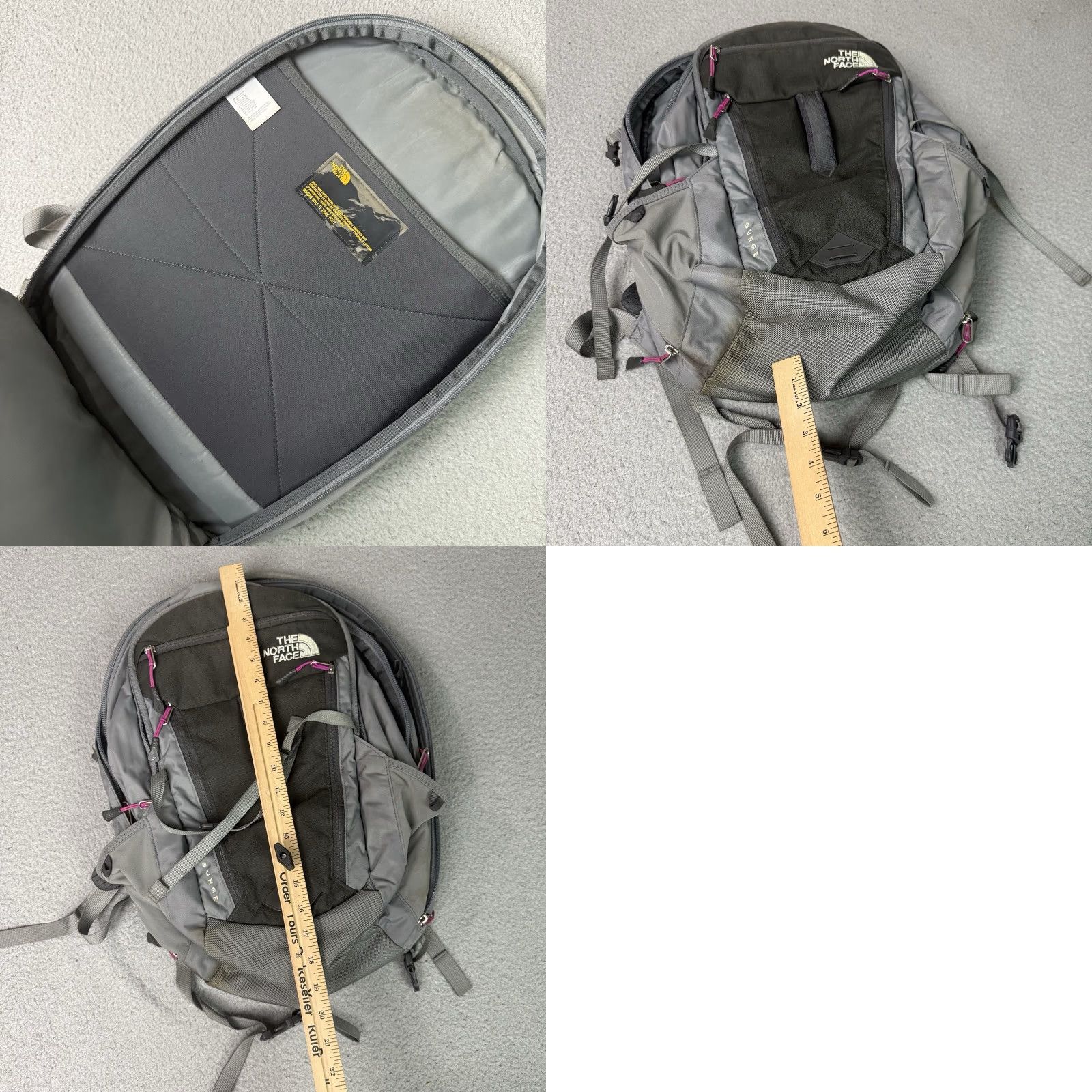 The North Face The North Face Surge Backpack Unisex Adults Gray Medium Nylon Laptop Sleeve/Protection Padded Water Resistant Shoulder Belt Bag 19x13x7 Size ONE SIZE - 8 Thumbnail
