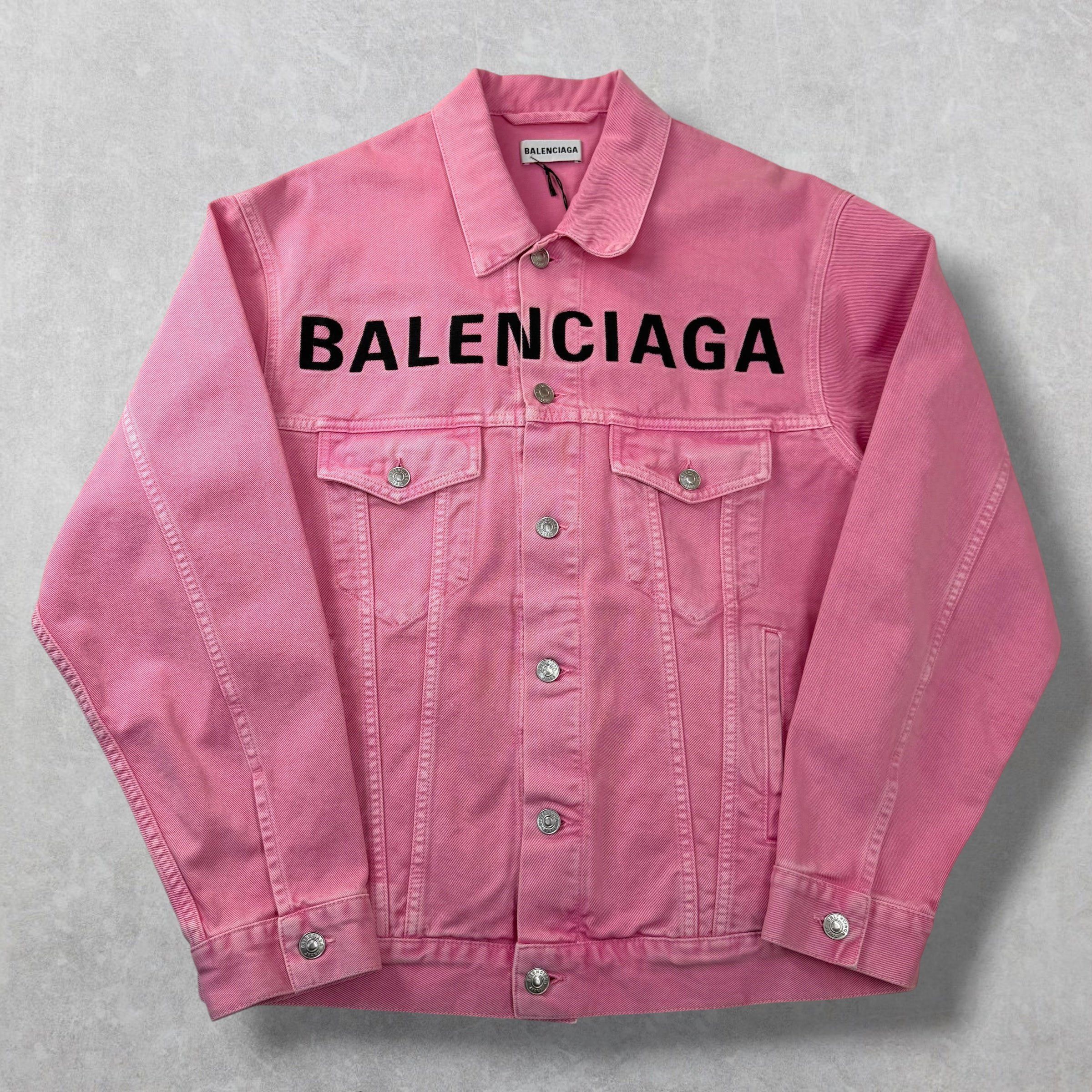 Balenciaga Balenciaga Embroidered Logo Pink Denim Jacket 34 (M) Size US M / EU 48-50 / 2 - 1 Thumbnail