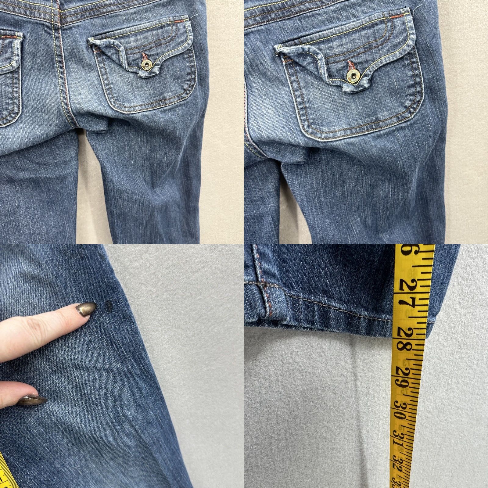 Diesel Diesel Industry Jeans Womens 29 Blue Moonie Straight Crop Back Flap 5-Pocket Design Cottagecore y2k Size 29" - 9 Thumbnail