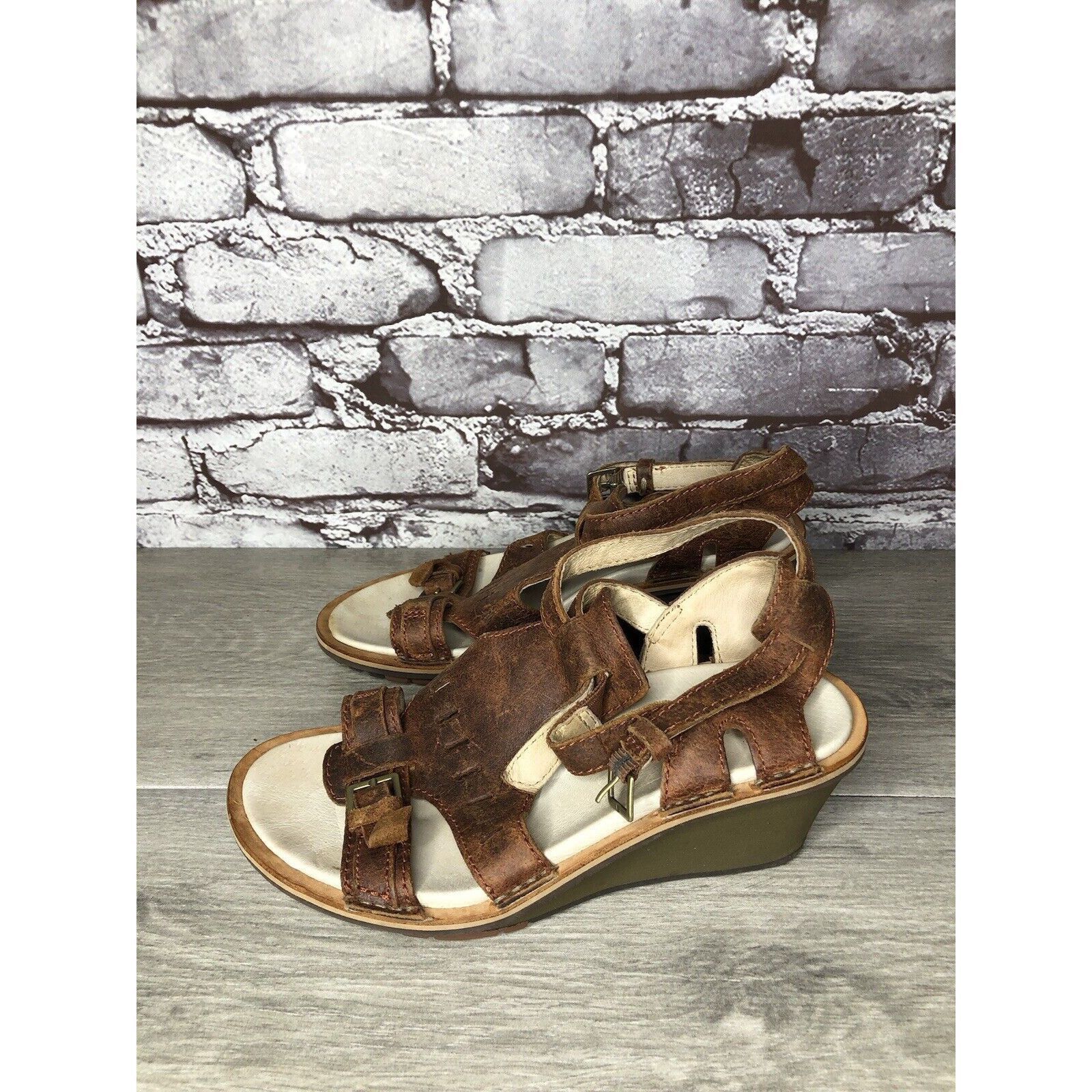 Merrell Merrell Sirah Prairie Brown Leather Wedge AnkleStrap Sandals Size US 7 / IT 37 - 15 Thumbnail