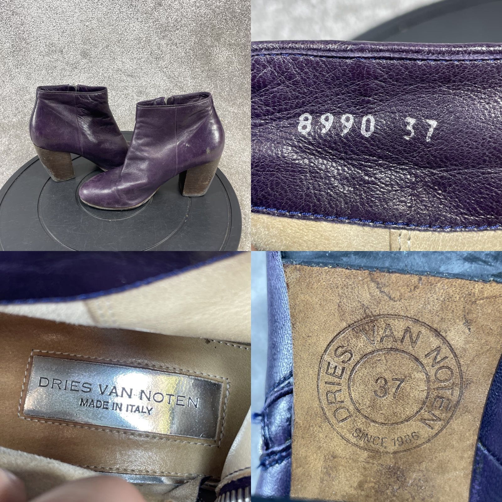 Dries Van Noten VINTAGE Dries Van Noten Leather Bootie Womens Size 37 EU 6.5 US Purple Ankle Block Heel Zip Shoes Size US 6.5 / IT 36.5 - 8 Thumbnail