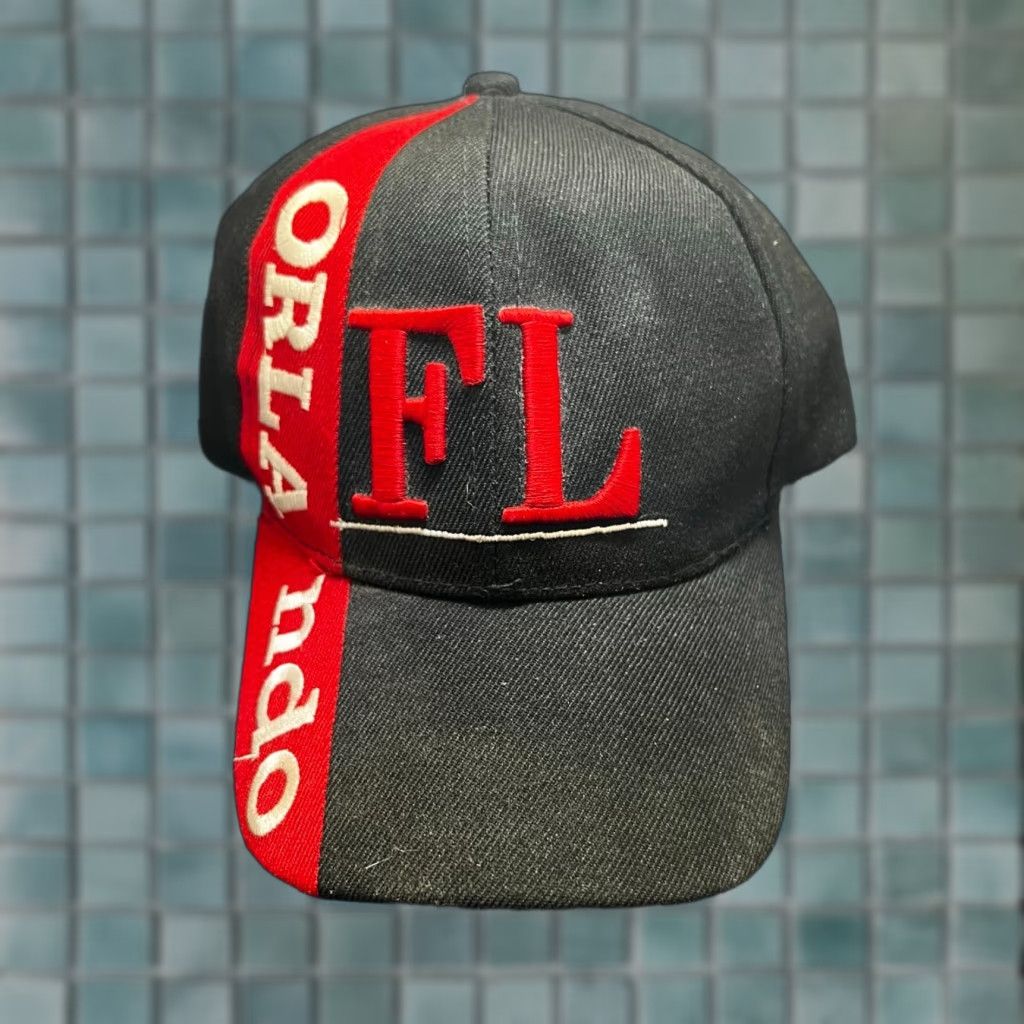 Spell Orlando FL Spell Out Hat Baseball Cap Black Red Florida Adjustable Embroidered Size ONE SIZE - 1 Thumbnail