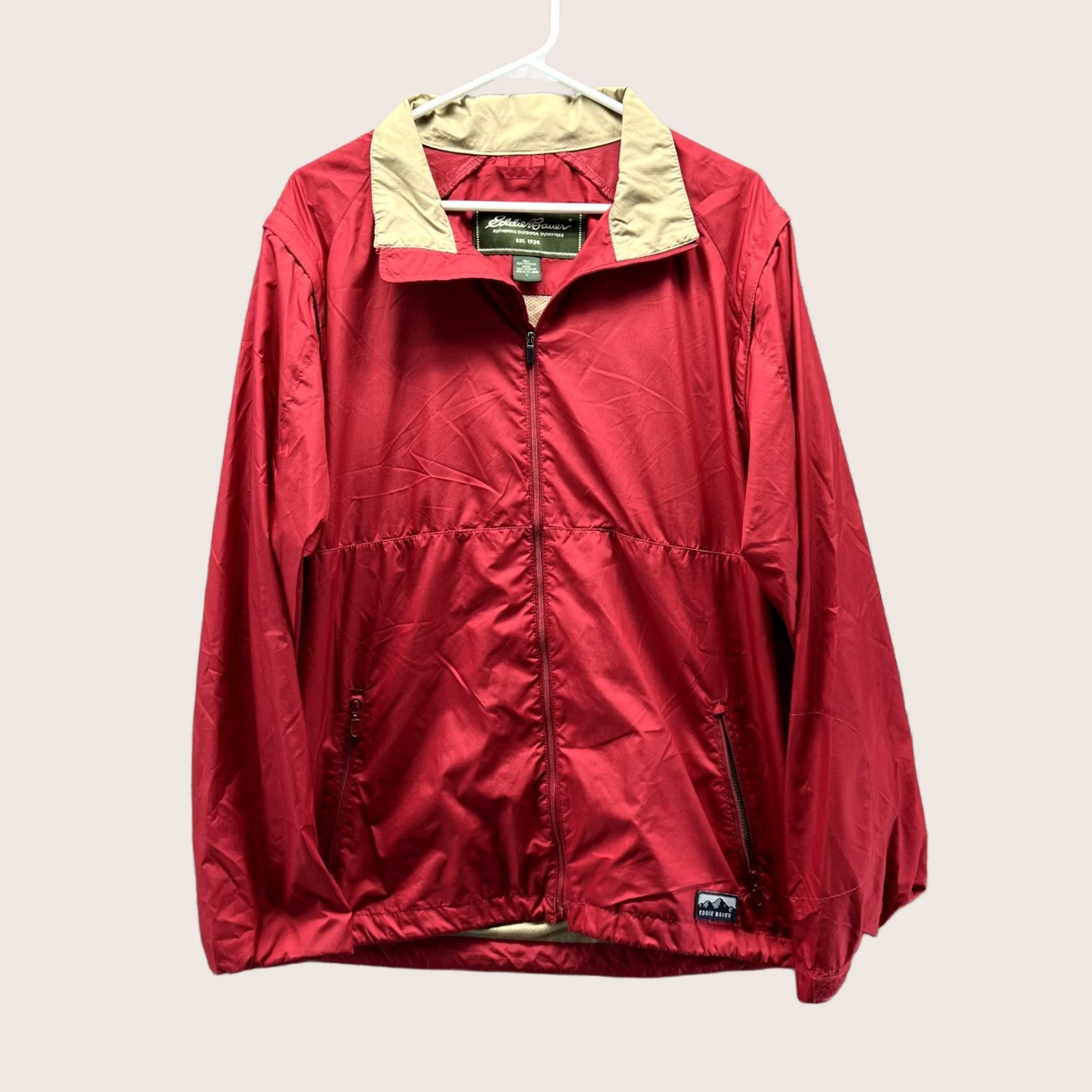 Eddie Bauer VINTAGE Eddie Bauer Jacket Windbreaker Full Zip Red Polyester OUTDOORS Men Large L Size US L / EU 52-54 / 3 - 1 Thumbnail