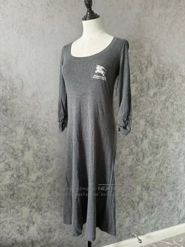 Burberry Burberry Gray Cotton Long Sleeve Dress. Size M / US 6-8 / IT 42-44 - 1 Thumbnail