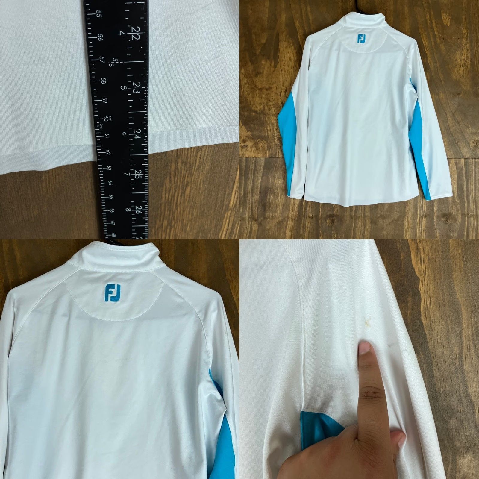 Footjoy FootJoy Womens Jacket White Blue Mid Layer 1/4 Zip Stretch Medium Jacket Womens Adult M White Blue 1/4 Zip Casual Travel Workwear Golf Outdoors Size M / US 6-8 / IT 42-44 - 8 Thumbnail