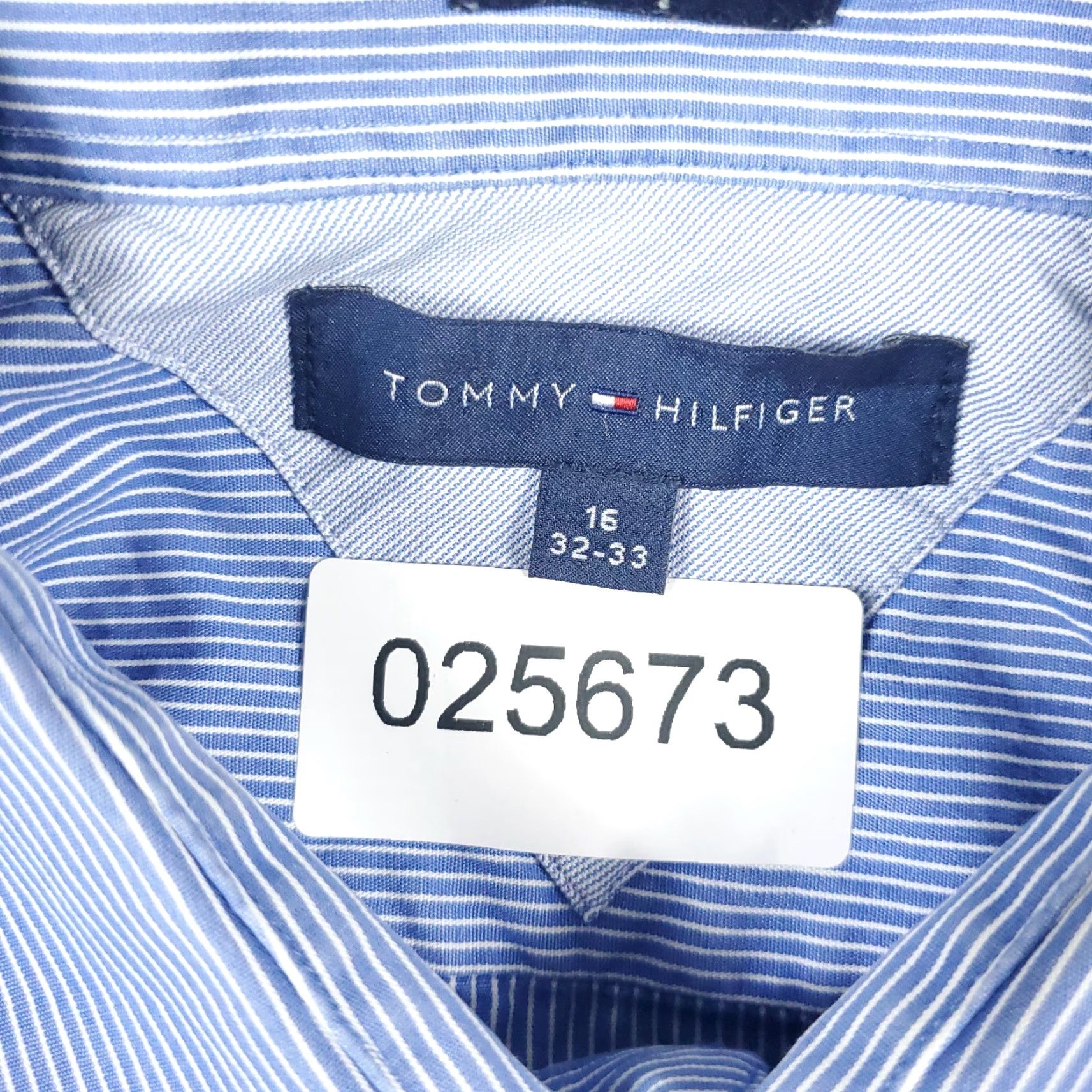 Tommy Hilfiger Tommy Hilfiger Shirt Mens 16 Blue Striped Dress Button Up Long Sleeve Size 42R - 8 Thumbnail