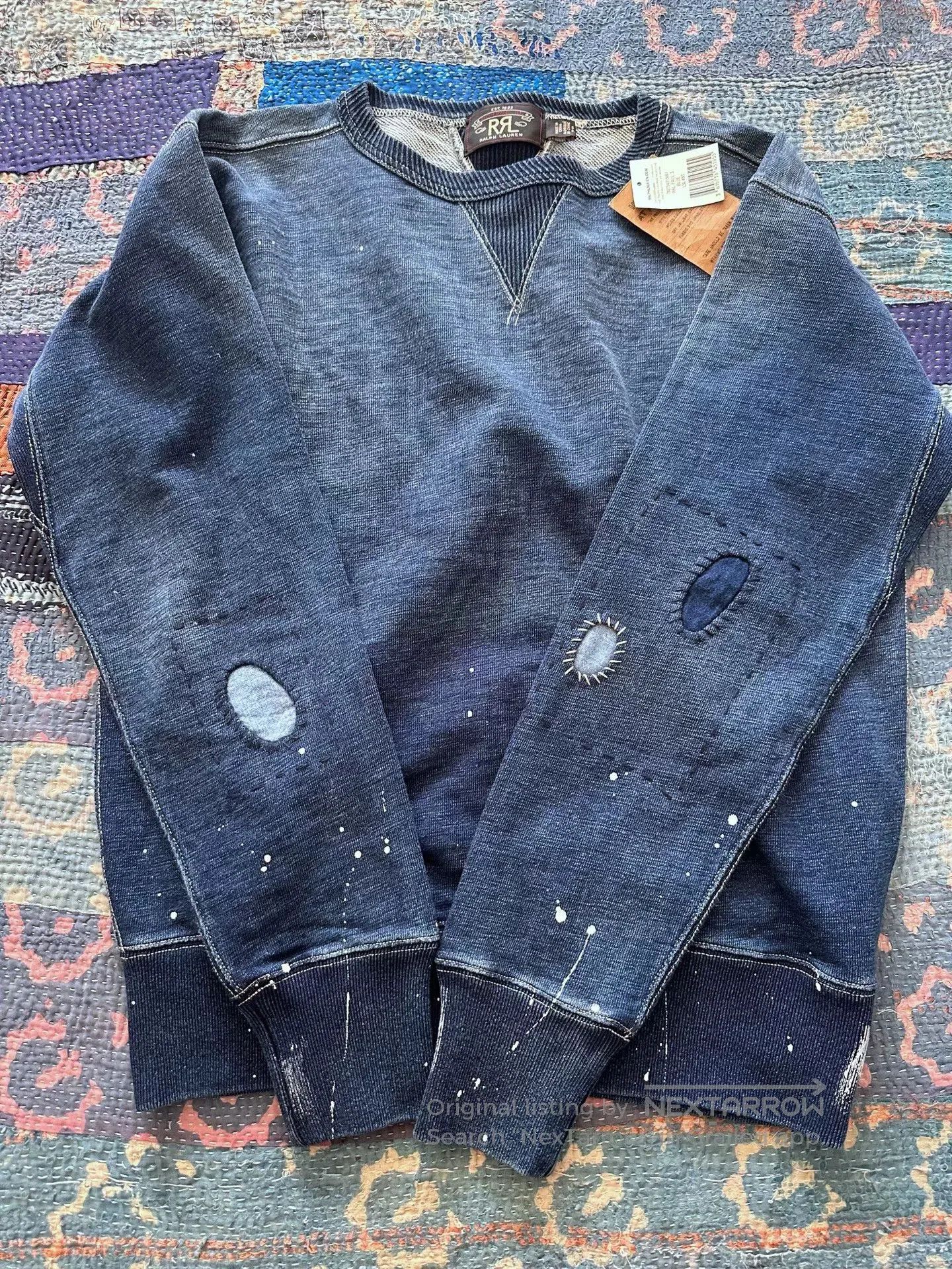 RRL Ralph Lauren rrl patchwork splash paint sweatshirt. Size US S / EU 44-46 / 1 - 5 Thumbnail