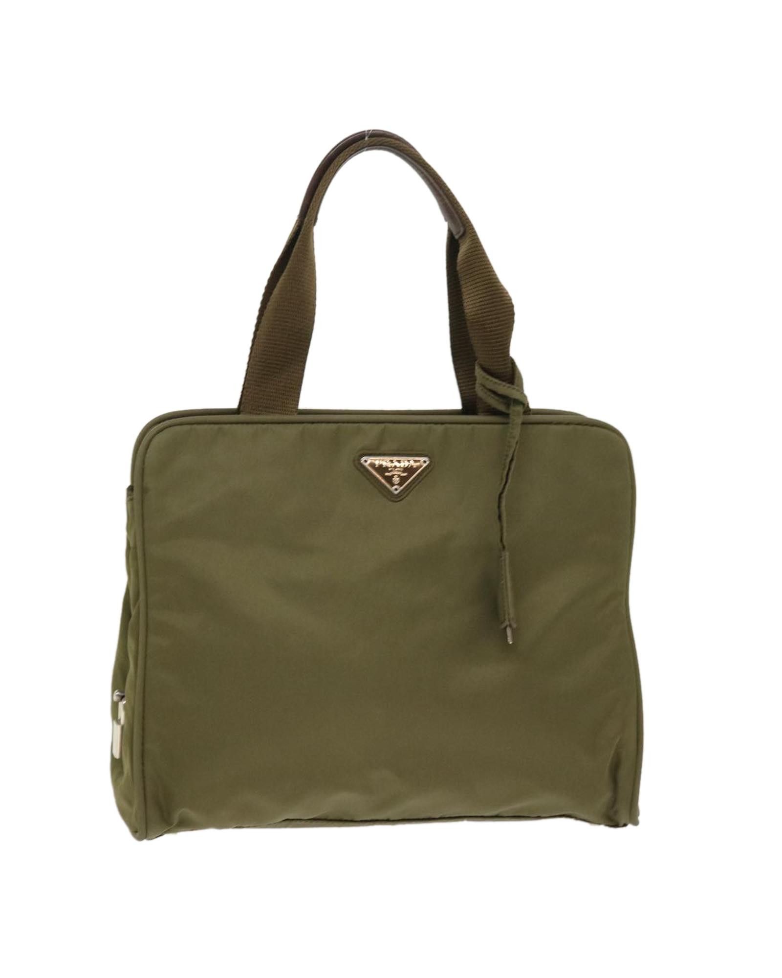 image of Stylish Prada Khaki Handbag - Durable And Functional, Women's