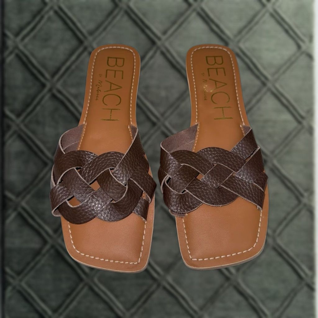 Matisse Coconuts by Matisse Beach Escape Braided Sandals Padded Leather Brown Size 9 Women Slide Sandal Matisse 9 Brown Leather Padded Sole Size US 9 / IT 39 - 1 Thumbnail