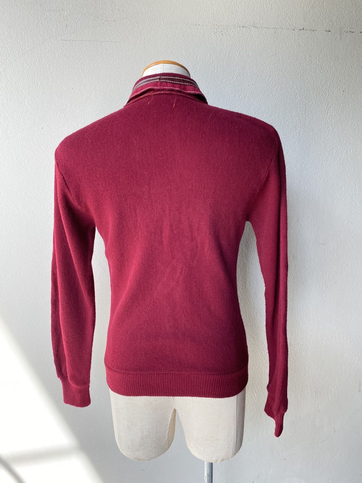 Vintage VIRGIN ORLON ACRYLIC Red Silk Shirt with Brown Leather Trim Size US S / EU 44-46 / 1 - 9 Thumbnail
