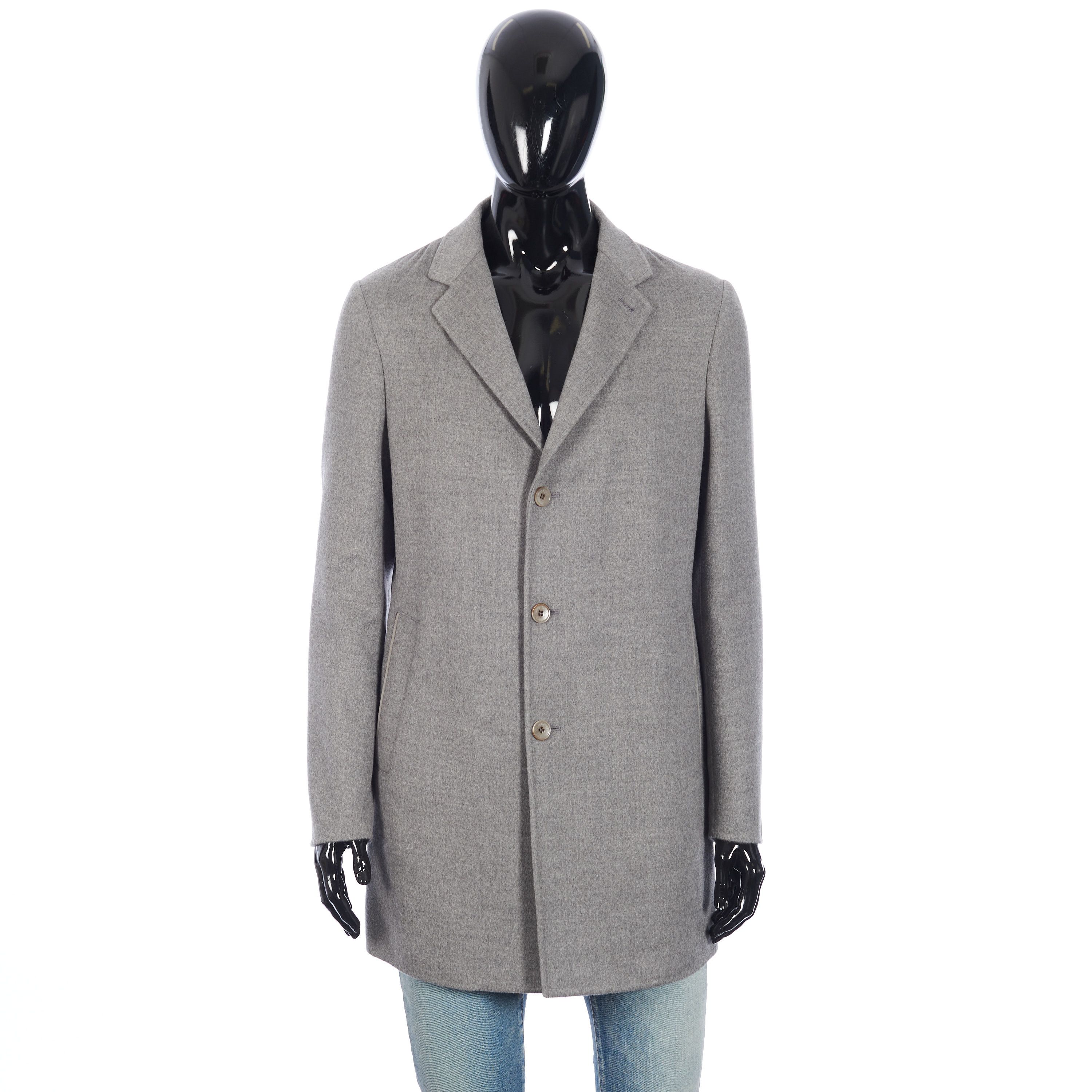 Single-Breasted Coat In Grey Double-Faced Cashmere