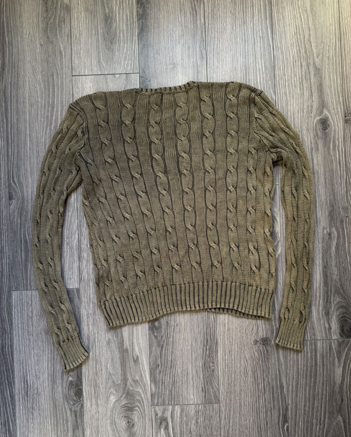 Polo Ralph Lauren Polo Ralph Lauren Cable Cotton V-Neck Olive Sweater L Size L / US 10 / IT 46 - 7 Thumbnail