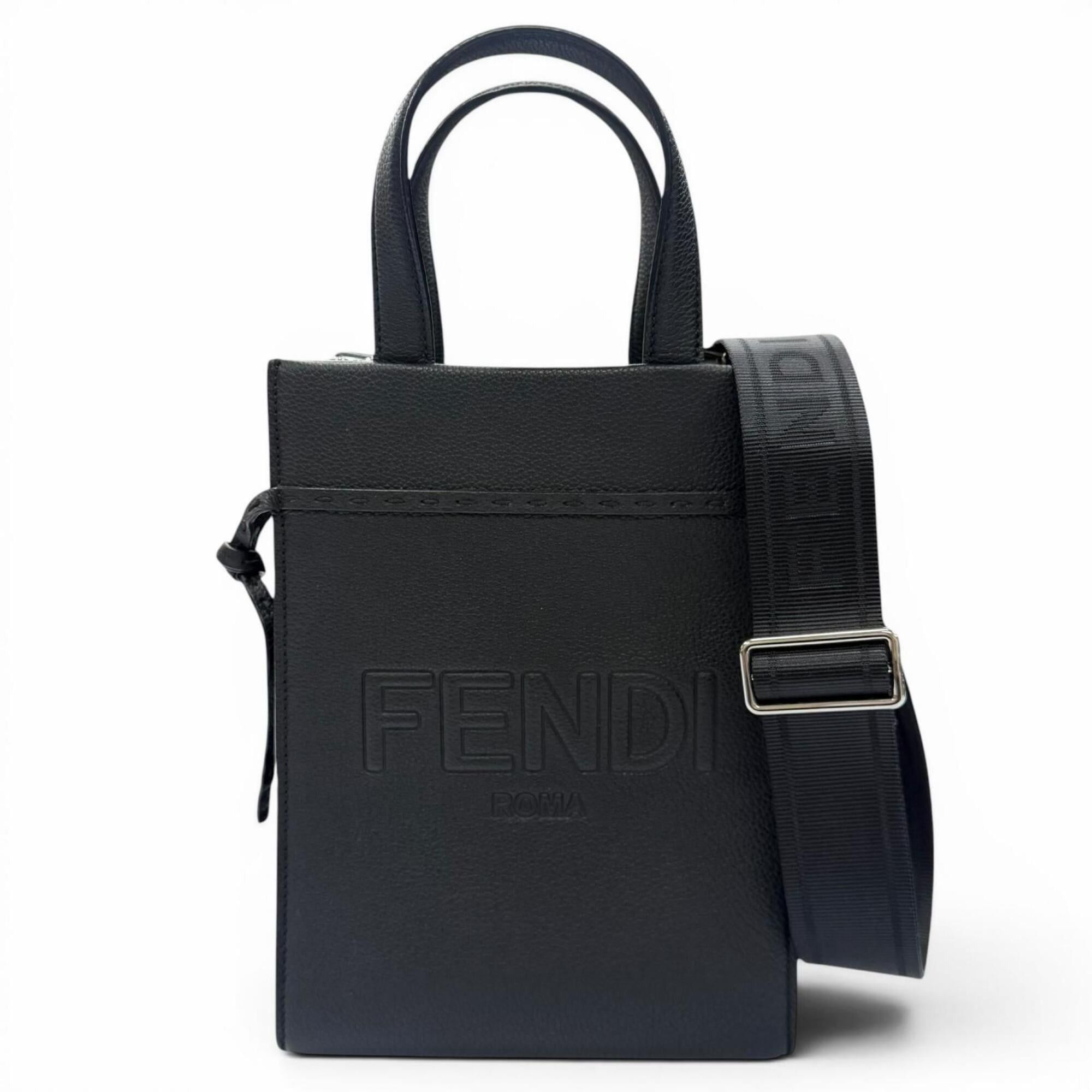 Fendi FENDI 7VA584 Leather Go-to Shopper Small 2-Way Handbag/Shoulder Bag, Black, Made in Italy, Women's Size ONE SIZE - 1 Thumbnail