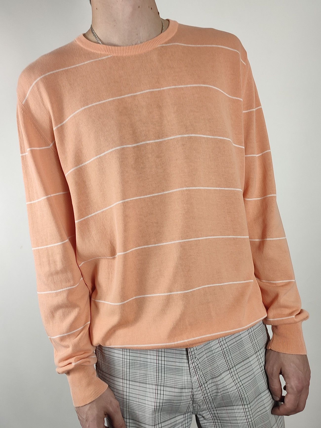 Pal Zileri Pal Zileri Striped Knitted Cotton Coral Jumper Size US XL / EU 56 / 4 - 3 Thumbnail