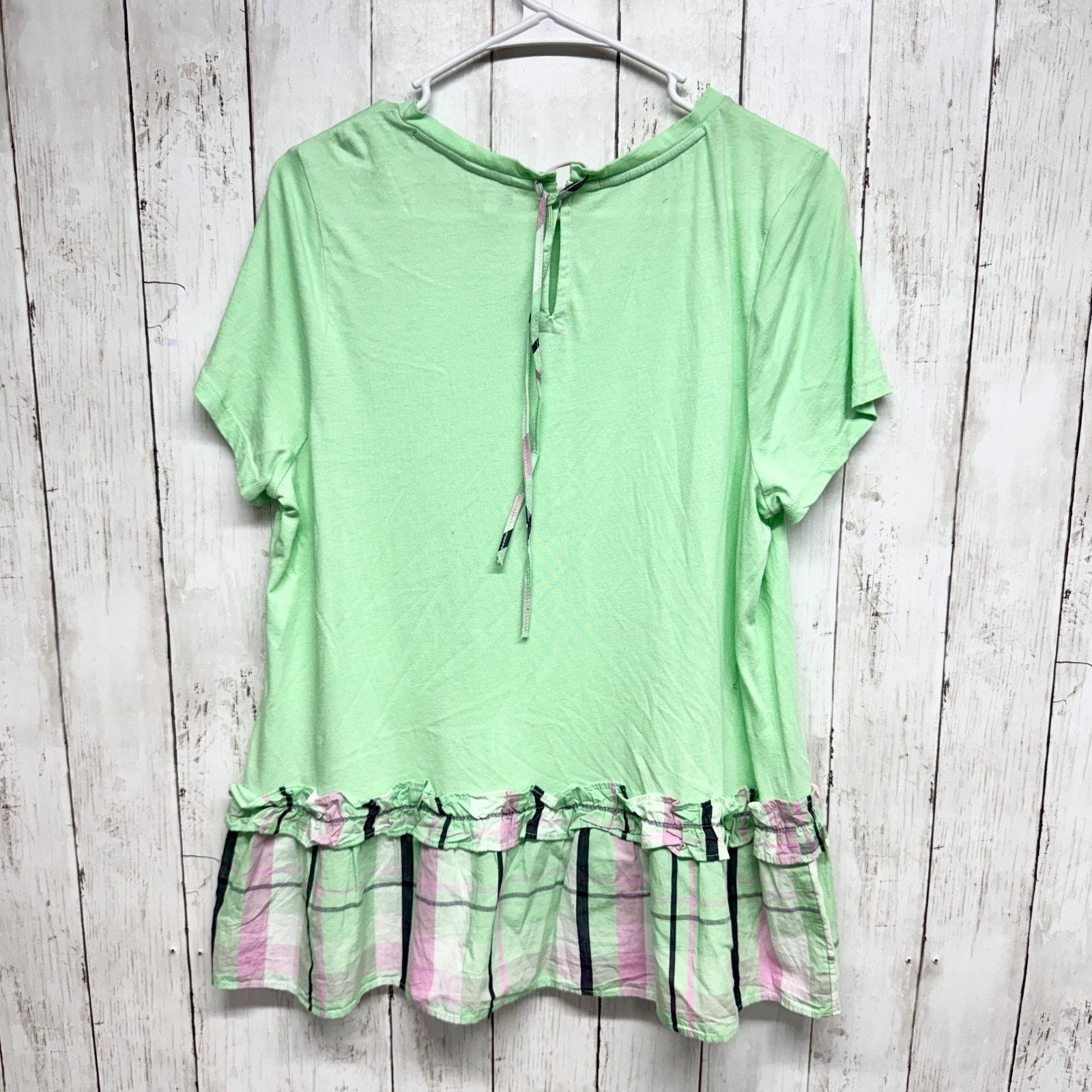 Other Crown & Ivy Shirt Large Boat Neck Short Sleeve Blouse Plaid Size L / US 10 / IT 46 - 5 Thumbnail