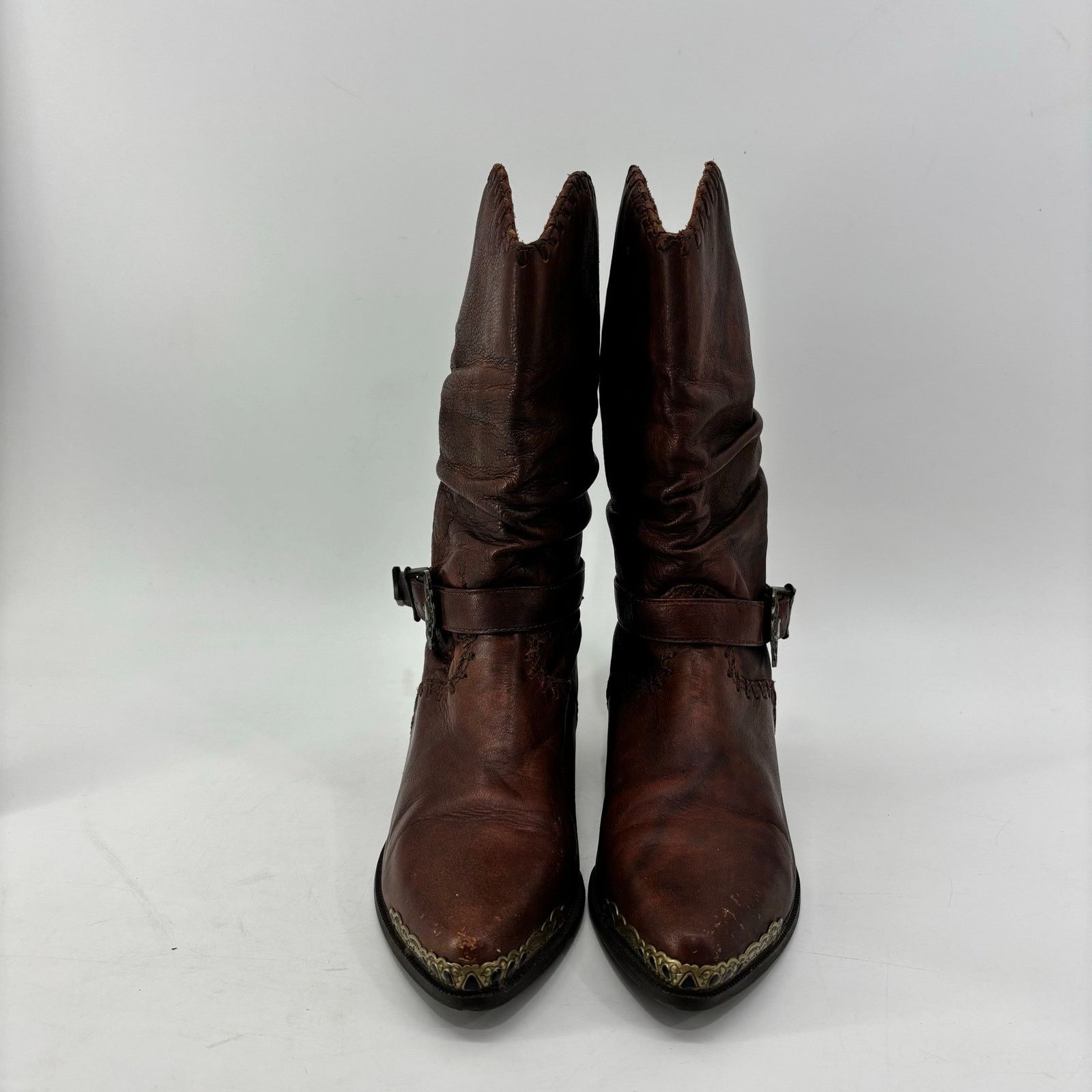 Vintage Zodiac Womens Size 7.5 Western Cowboy Boots Brown Leather Size US 7.5 / IT 37.5 - 5 Thumbnail