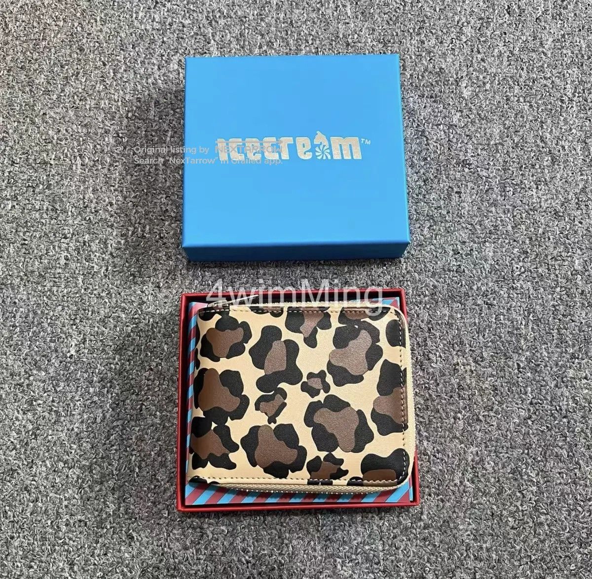 Bbc Icecream Leopard Print Leather Zip Card & Coin Wallet in Yellow, Men's — image 2 of 6