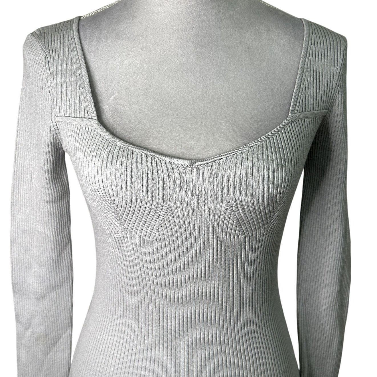 Other Open Edit Women's Luxe Sculpt Square Neck Light Gray Top XXS Size XXS / US 00 / IT 34 - 3 Thumbnail