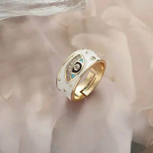 Japanese Brand × Jewelry × Vintage Creative Handmade Charming Enamel Heart Ring Eye y2k Size ONE SIZE - 2 Thumbnail