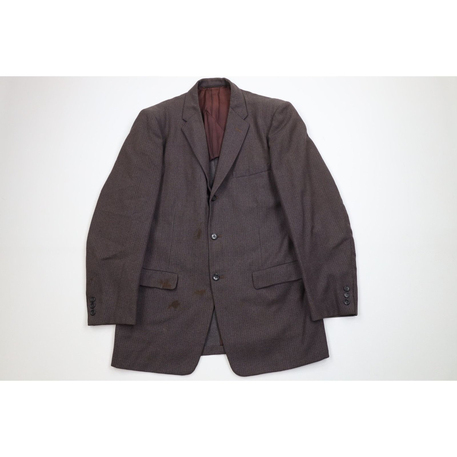 Vintage Vintage 50s 60s Rockabilly Heavy 2 Piece Wool Suit Brown Size 40R - 2 Thumbnail