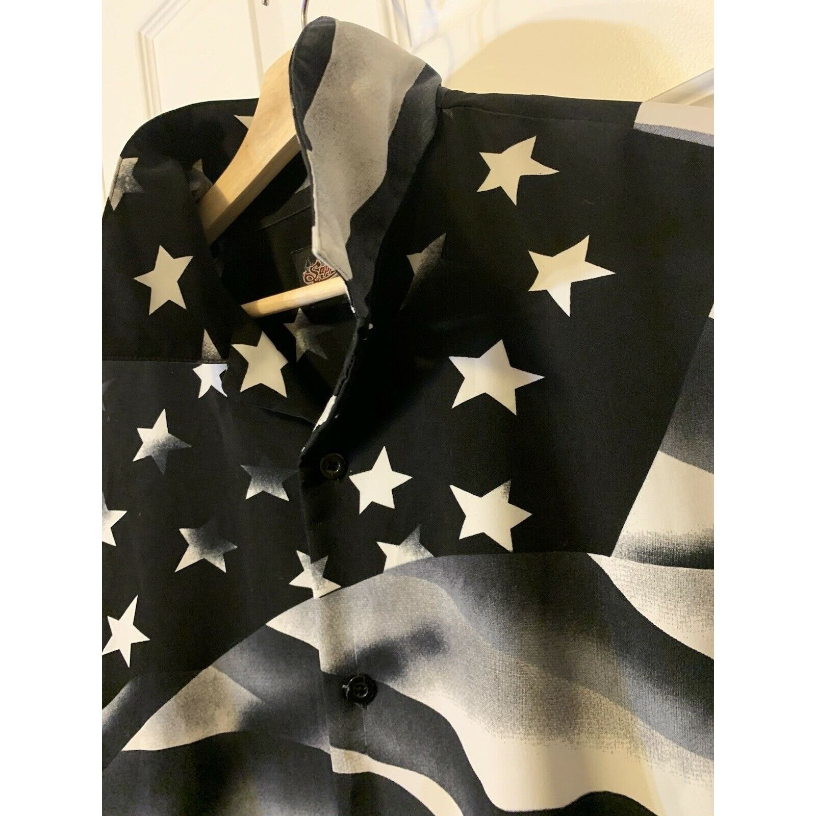 Other Saphire Lounge Men’s Sz XL Button Shirt Biker Flag Stars Rid Size US XL / EU 56 / 4 - 10 Thumbnail
