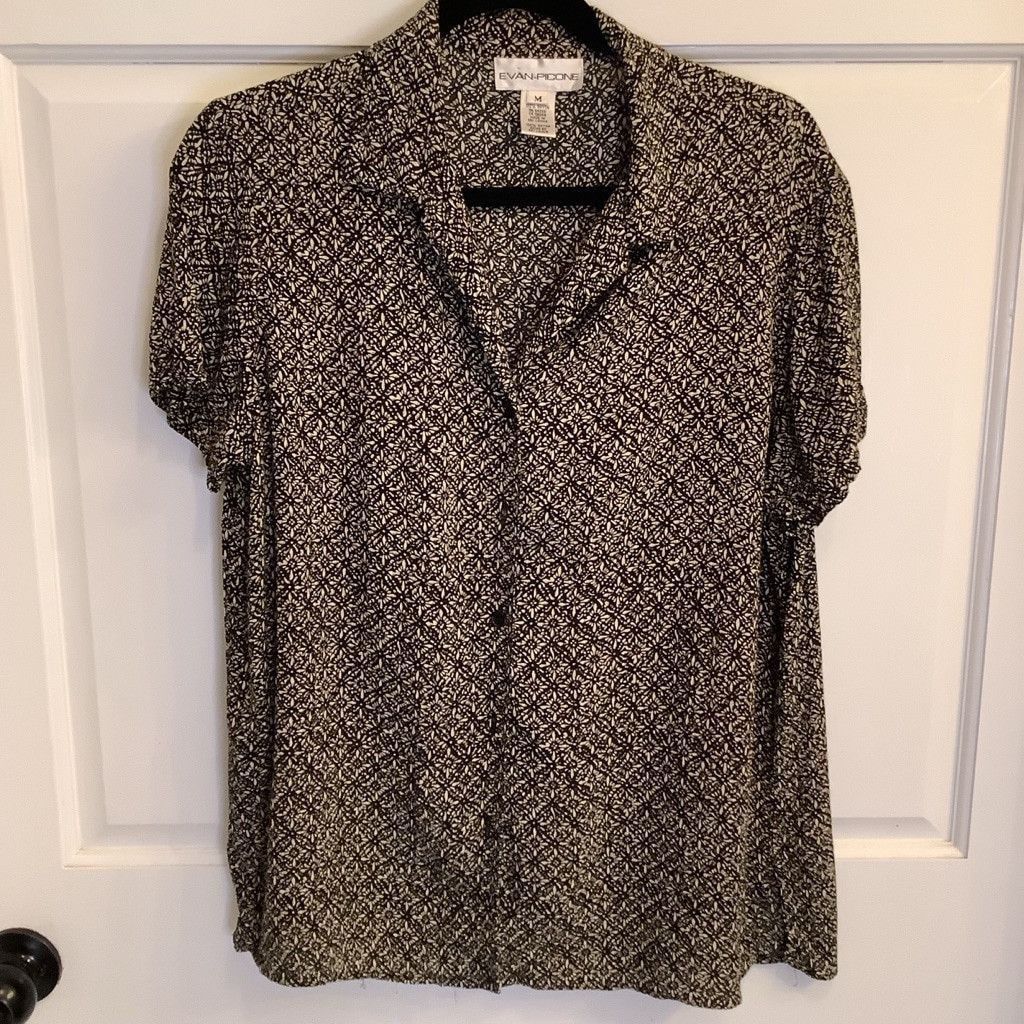 Evan Picone Women's Evan-Picone Blouse, Size M, Black ,brown & White Size M / US 6-8 / IT 42-44 - 1 Thumbnail