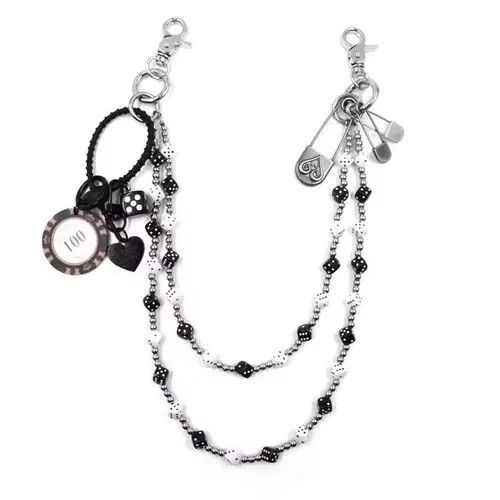 VIBE Black White lucky Dice Baccarat Pearl Pants Chain Size ONE SIZE - 1 Thumbnail