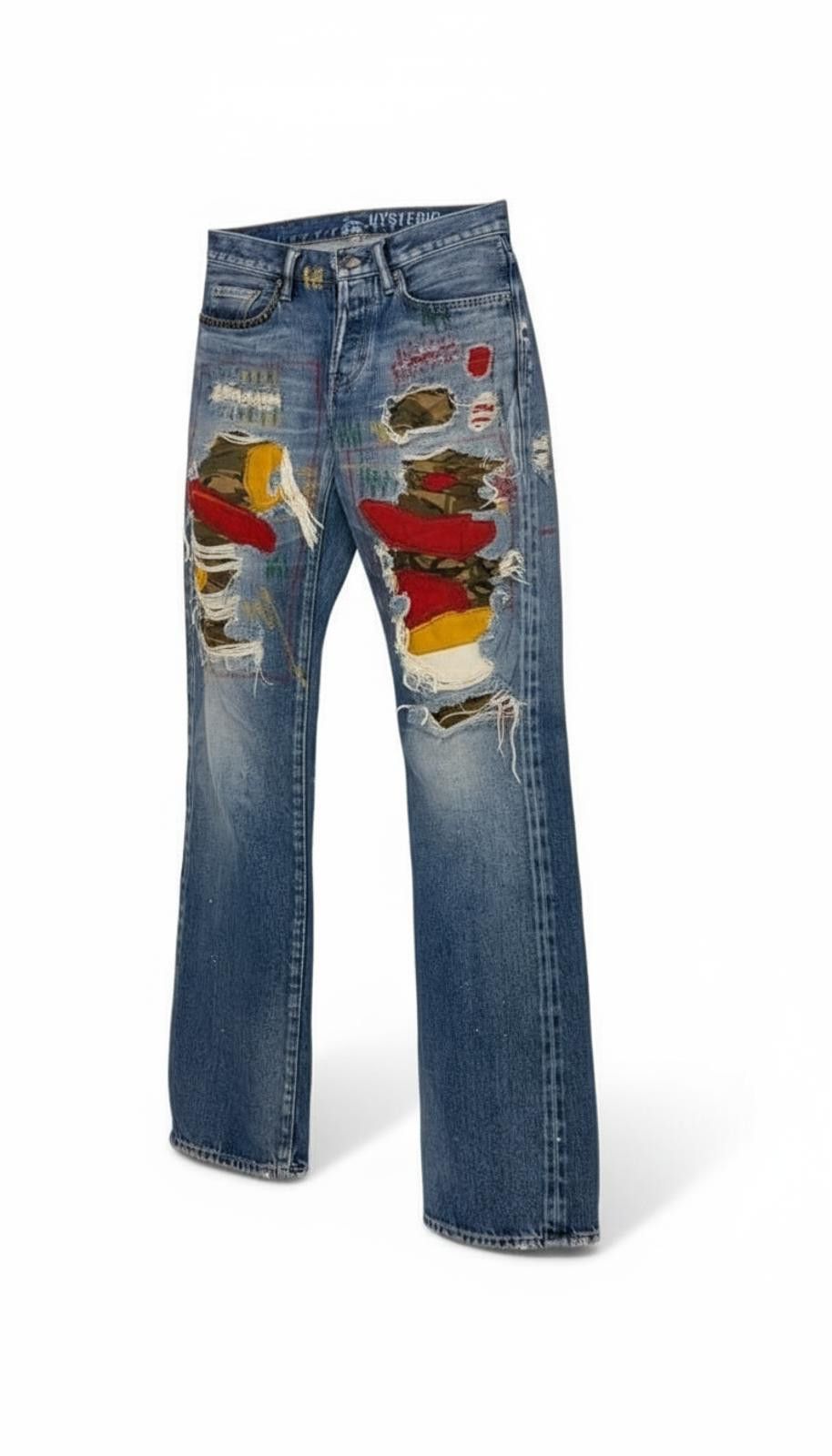 Hysteric Glamour - Men's Distressed Patchwork Jeans
