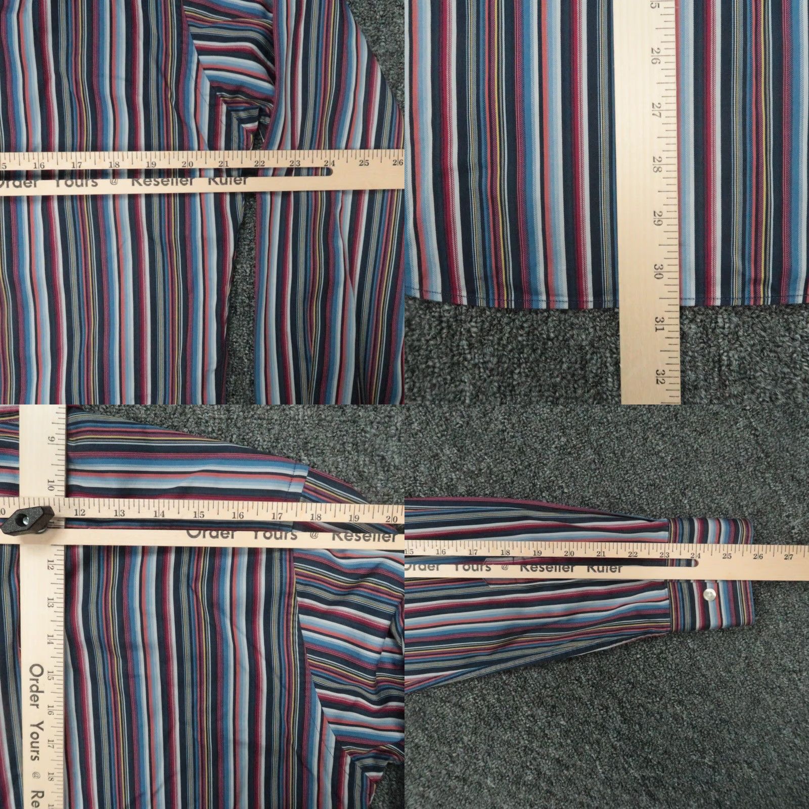 Etro ETRO Slim Striped Button-Up Shirt Mens Large 41 Blue Red Long Sleeve Italy Size US L / EU 52-54 / 3 - 8 Thumbnail