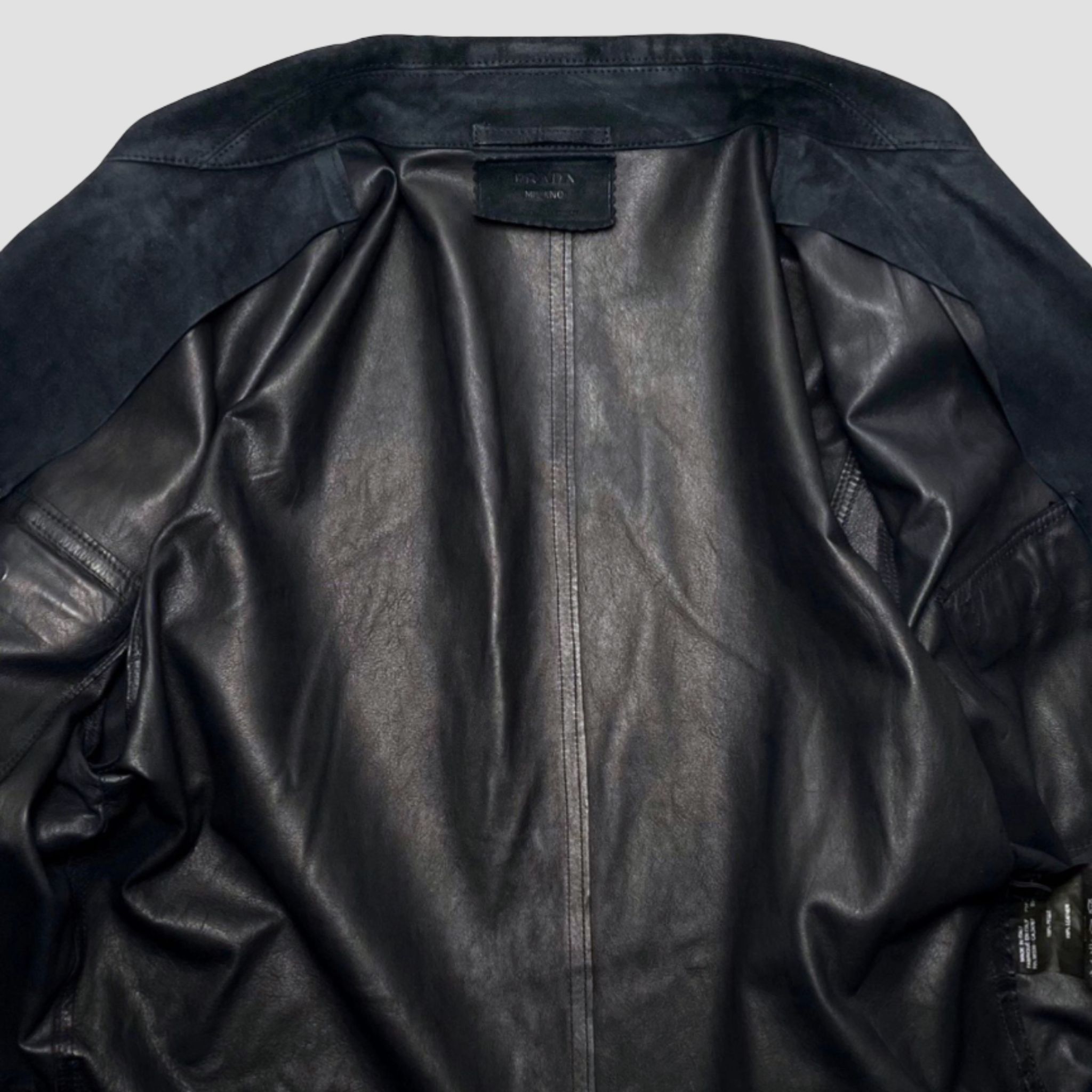 Prada PRADA S/S 2003 Dark Navy Suede Leather Field Jacket Size US M / EU 48-50 / 2 - 7 Thumbnail