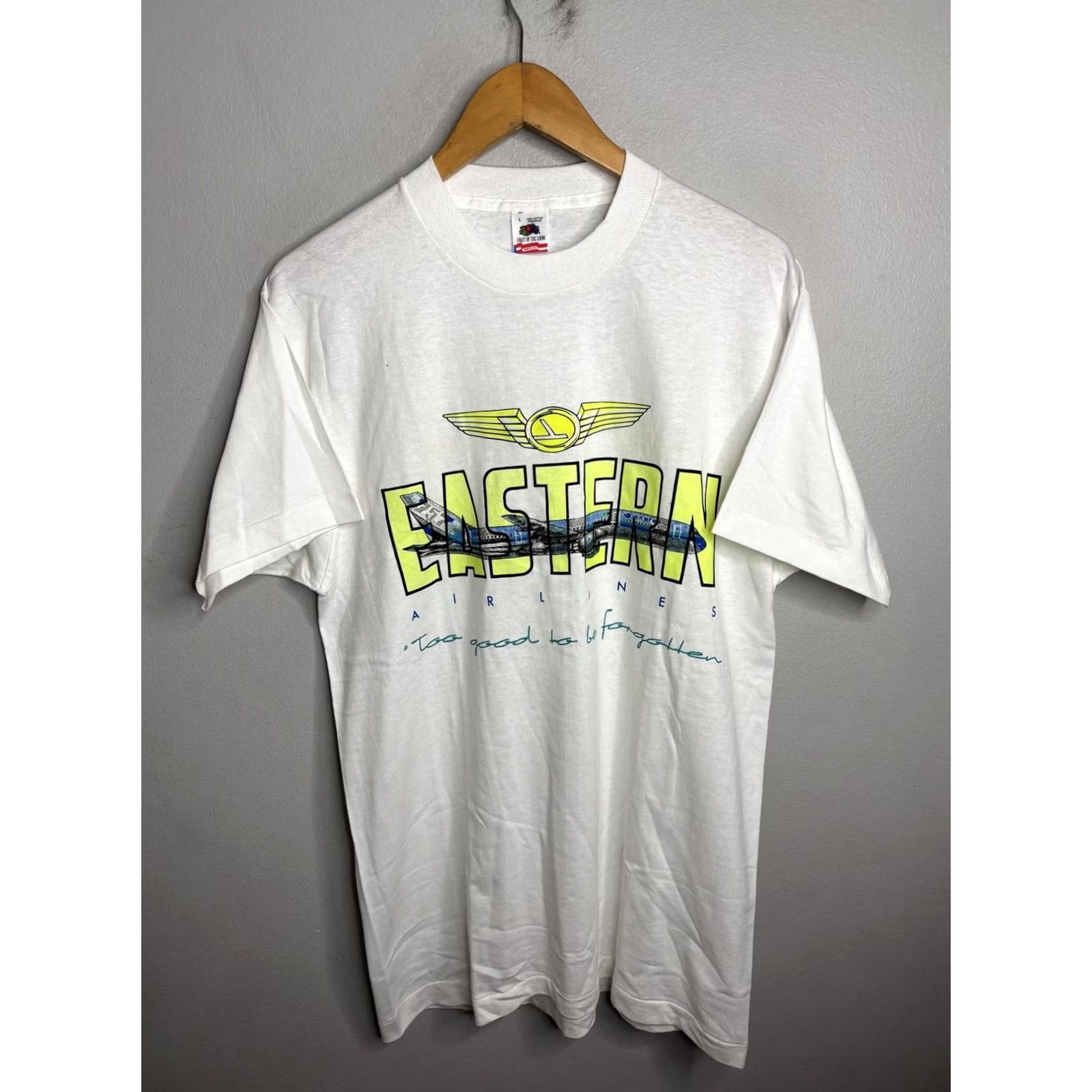 Fruit Of The Loom Vintage Fruit of the Loom Eastern Airlines Shirt Mens Large White Graphic Tee USA 90s Size US L / EU 52-54 / 3 - 2 Thumbnail