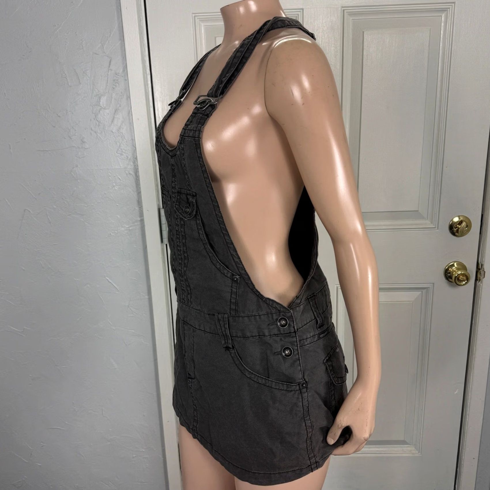 Vintage Vintage Unionbay Y2K Dress Large Cotton Overall Pockets Mini T3-23 Size 36" / US 14 / IT 50 - 3 Thumbnail