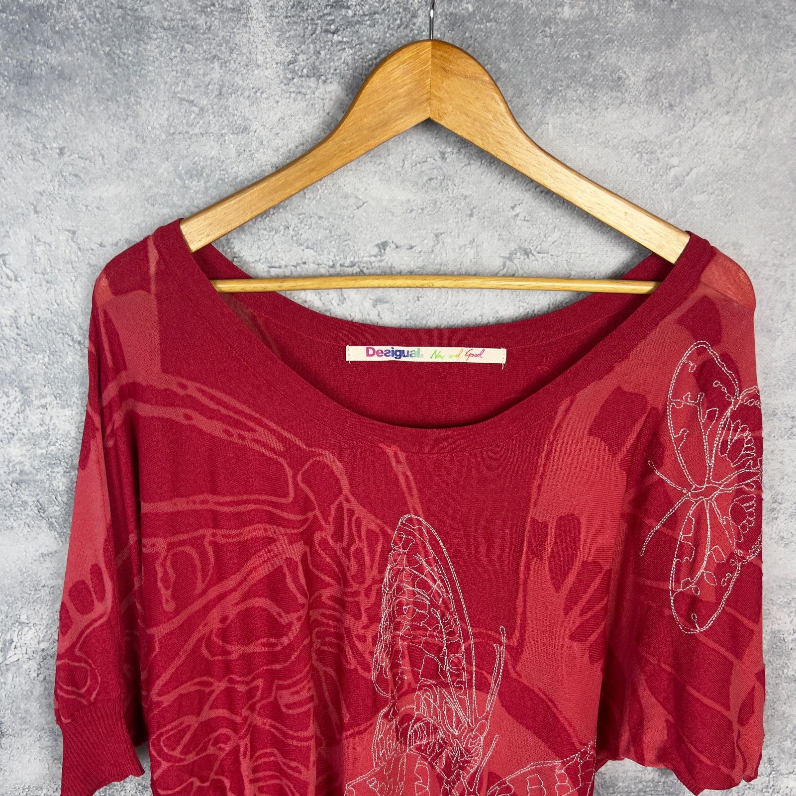 Desigual Desigual Blouse Women's Size L Red Short Sleeve` Size L / US 10 / IT 46 - 2 Thumbnail