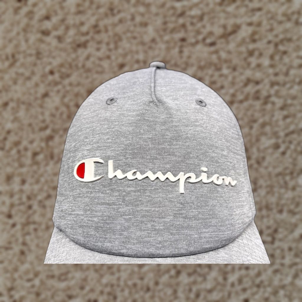 Champion Champion Hat Cap Strap Back Adult One Size Heather Gray 100% Polyester Golf Cap Adjustable Twill Logo Men Mens Size ONE SIZE - 1 Thumbnail