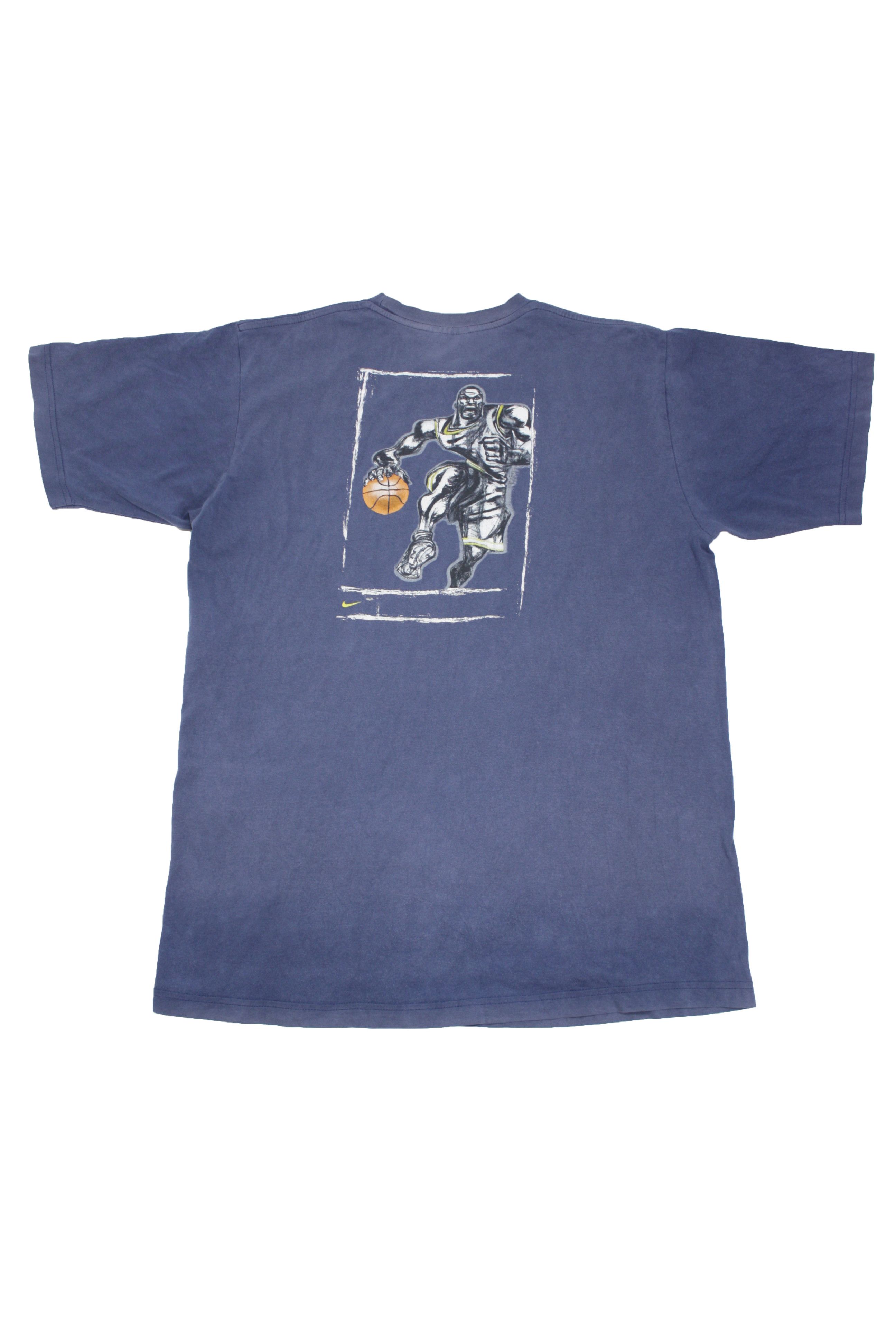 Nike × Vintage Nike 90s Vintage Basketball Player Graphic Washed T-Shirt Size US L / EU 52-54 / 3 - 1 Thumbnail