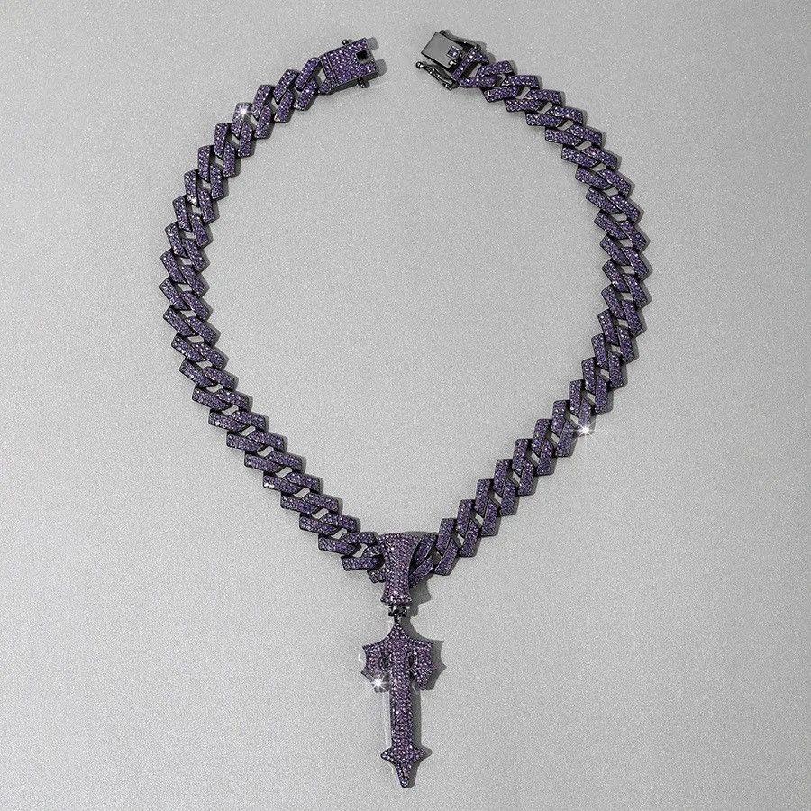 Jewelry Purple Sword Men Necklace Hip Hop Sword Pendant Necklace Size ONE SIZE - 3 Thumbnail
