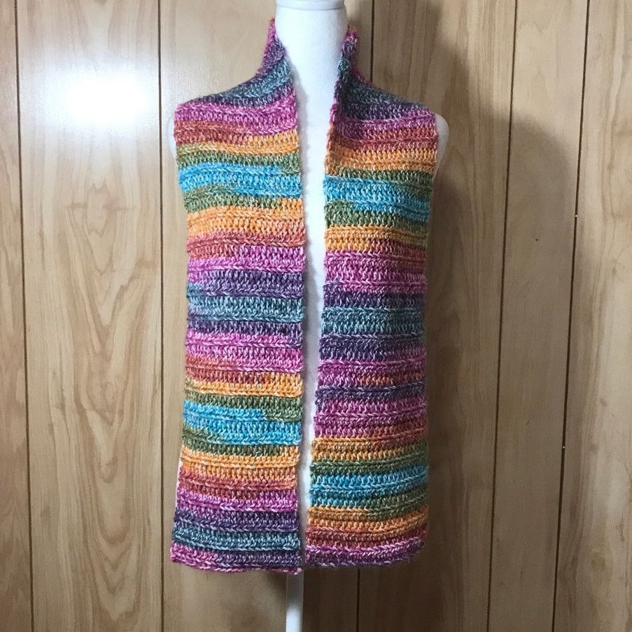 Handmade NWT Handmade Crocheted Multicolor Beanie & Scarf 54” Size ONE SIZE - 4 Thumbnail