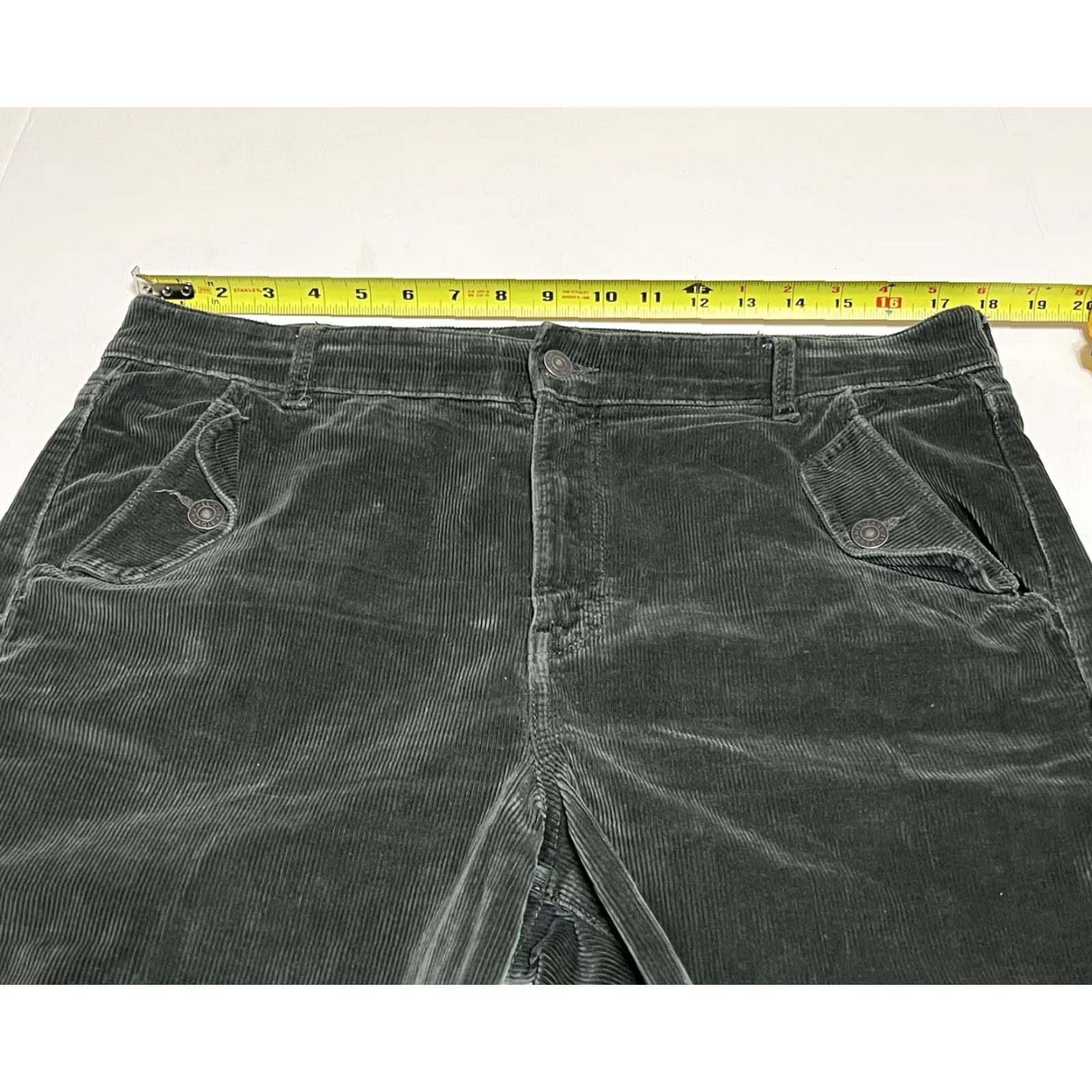 American Eagle Outfitters American Eagle Jeans Women’s 16 Reg (36x30) Green Corduroy Flare Hi-Rise Size 38" / US 16 / IT 52 - 3 Thumbnail