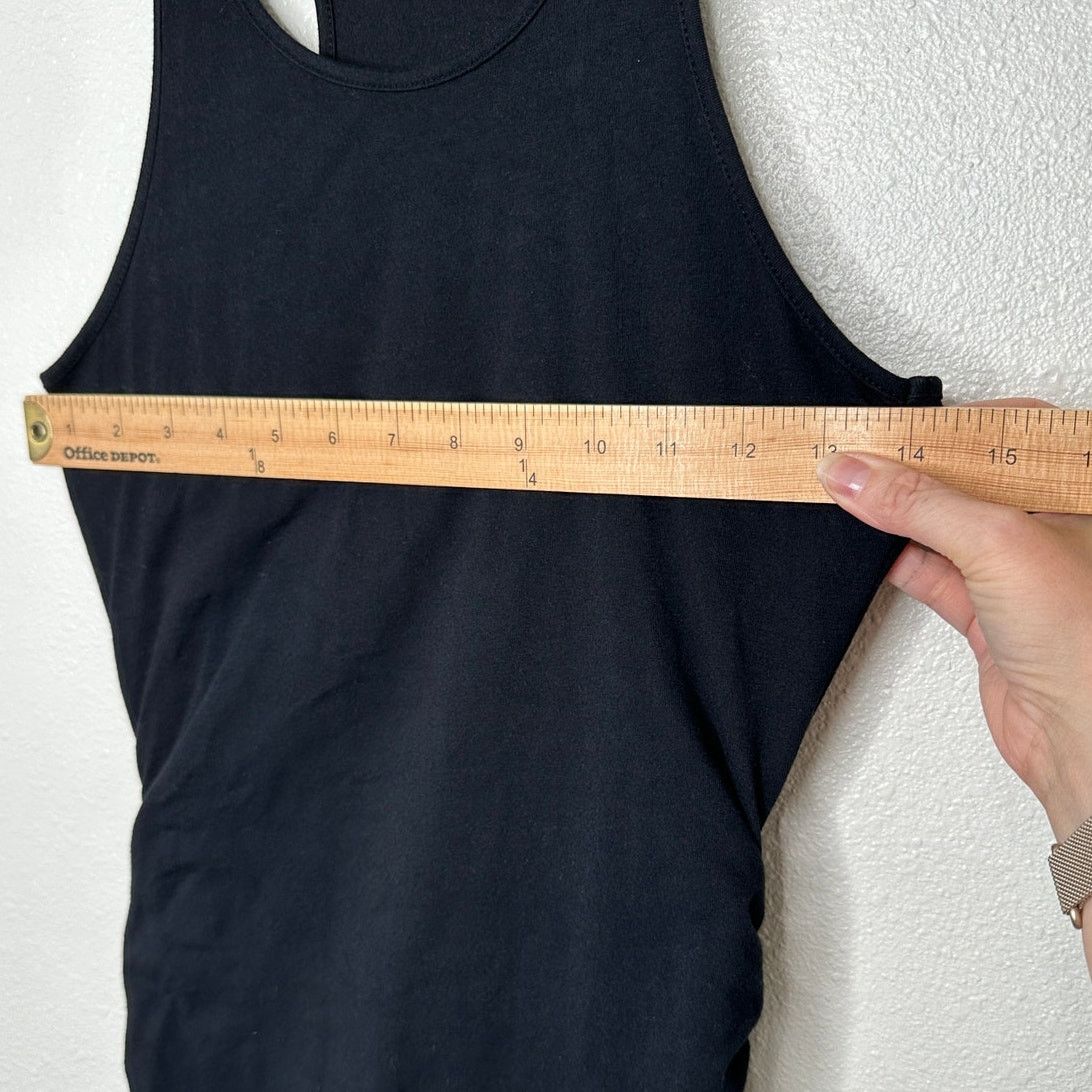 Michael Stars Michael Stars Black Midi Racerback Ruched Side Tank Dress S Size S / US 4 / IT 40 - 12 Thumbnail