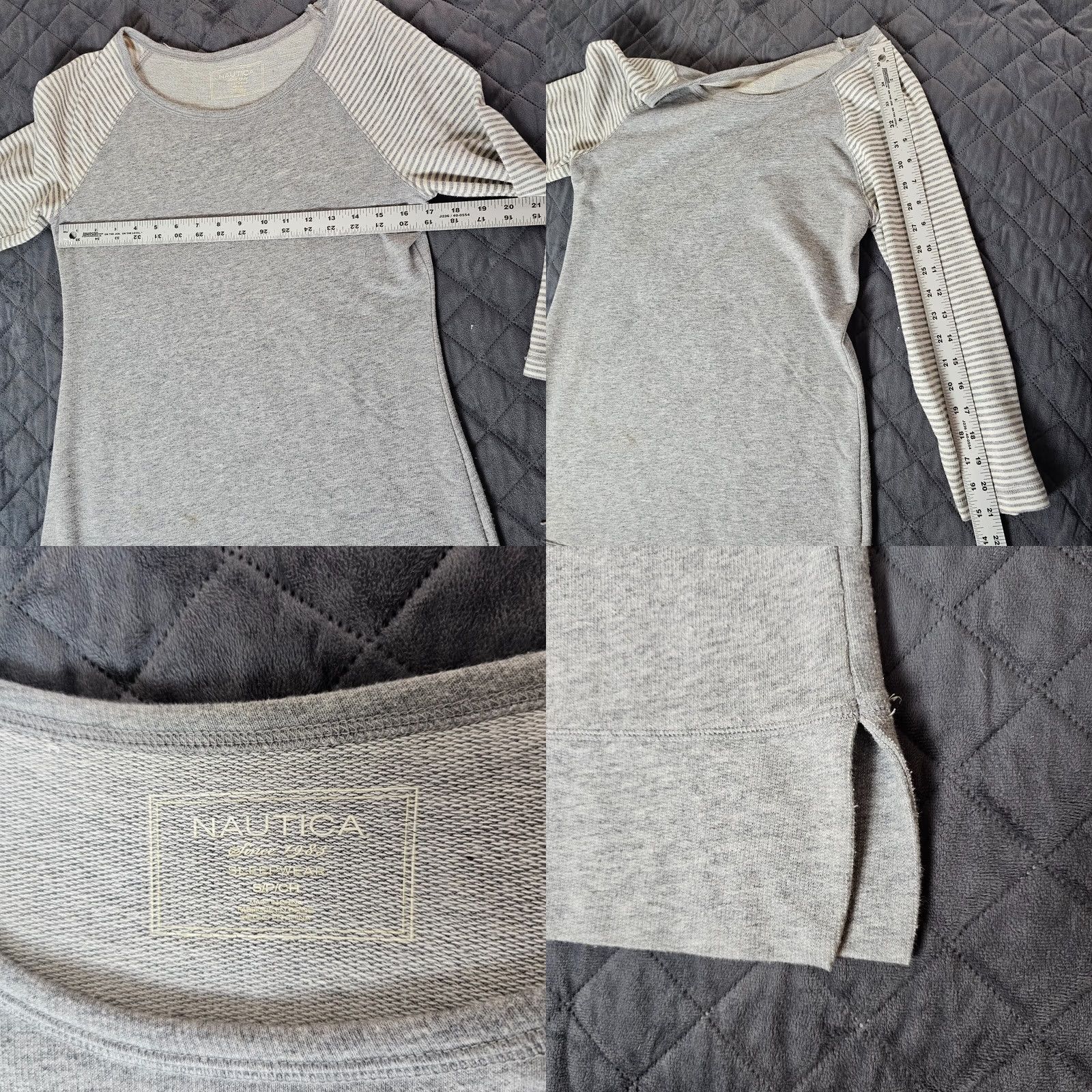 Nautica Nautica Nightie Gown Striped 3/4 Sleeve Gray S Ladies Sleepwear070 Size ONE SIZE - 8 Thumbnail