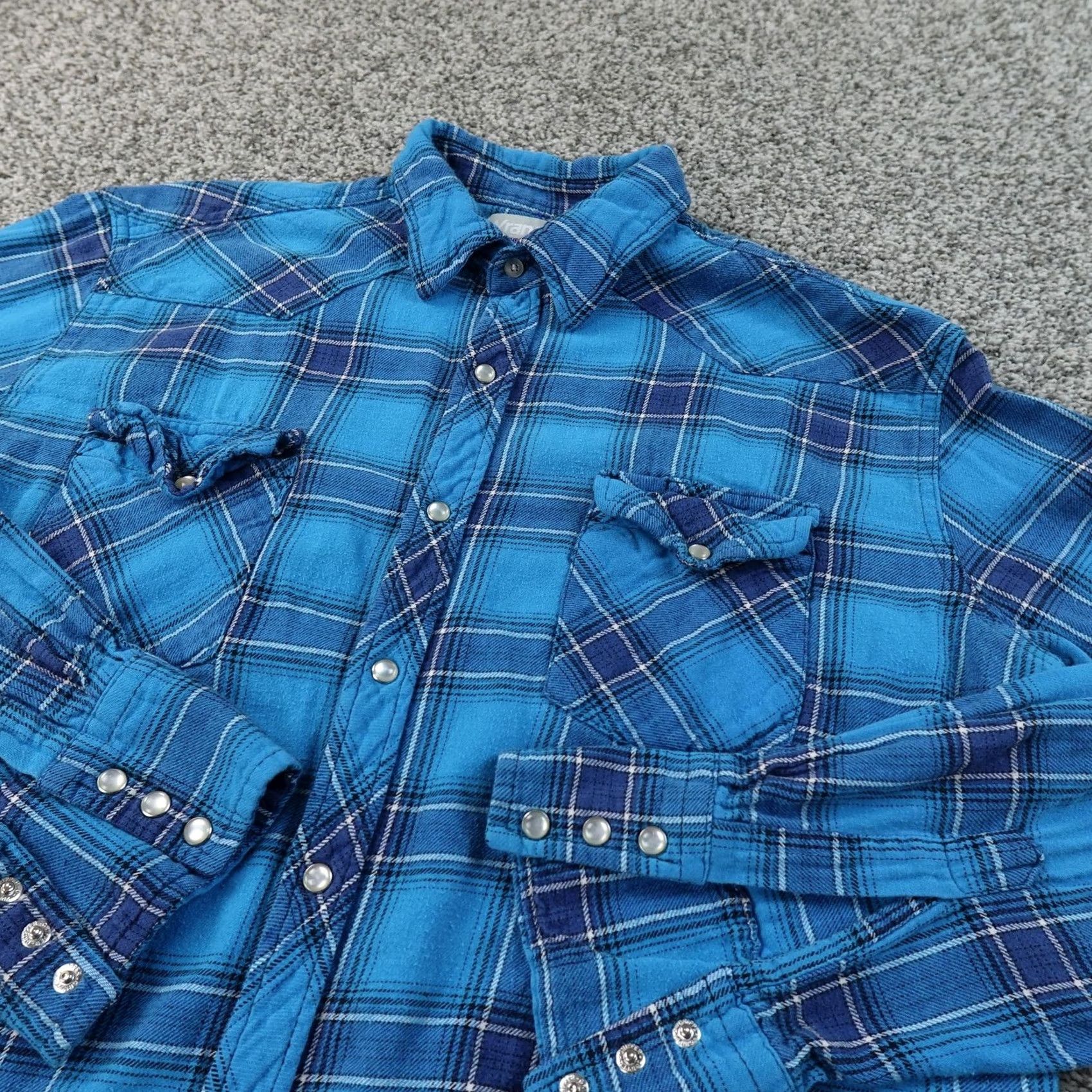 Wrangler Wrangler Shirt Mens L Blue Plaid Flannel Western Pearl Snap Long Sleeve Cowboy Size US L / EU 52-54 / 3 - 2 Thumbnail