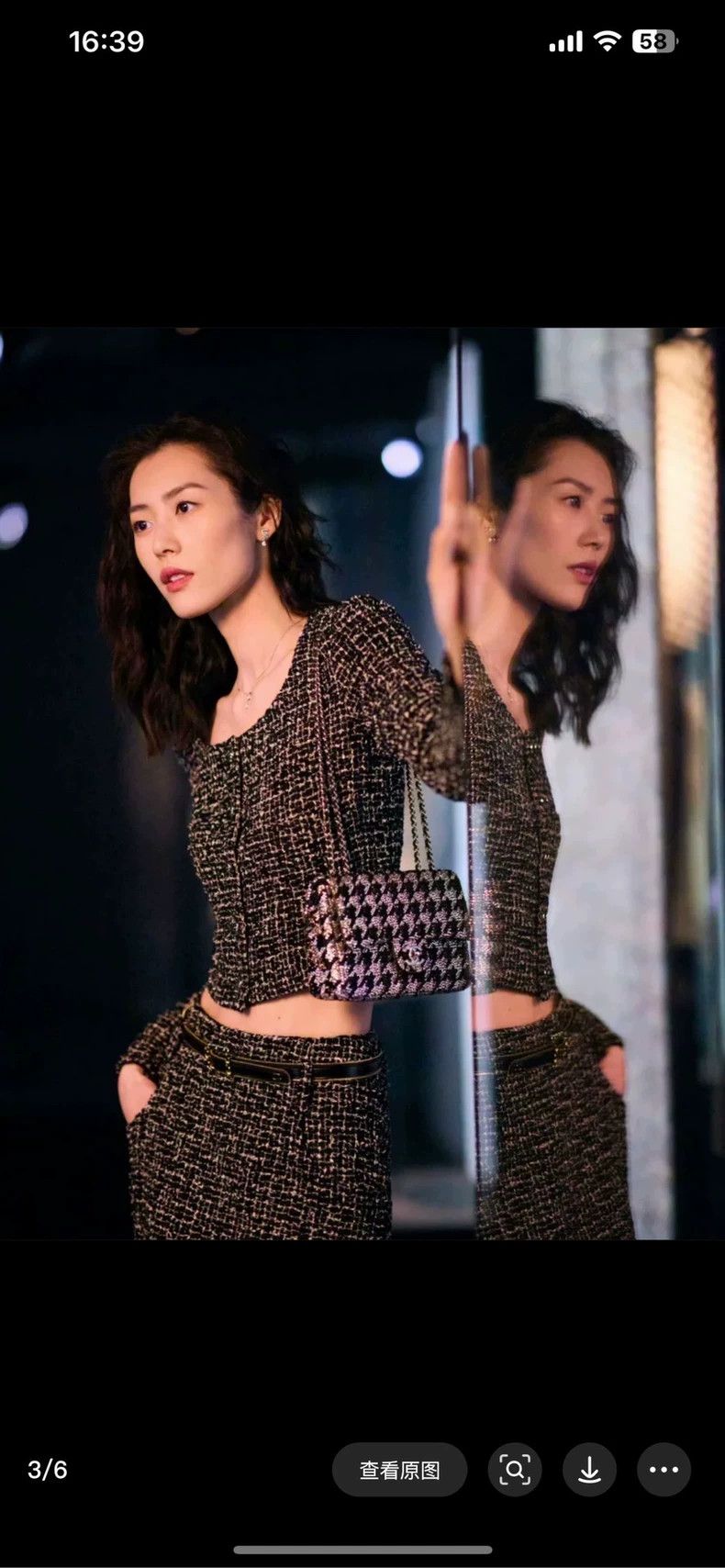 Chanel Chanel 24B black white checkered round-neck tweed jacket 25 Size XS / US 0-2 / IT 36-38 - 9 Thumbnail