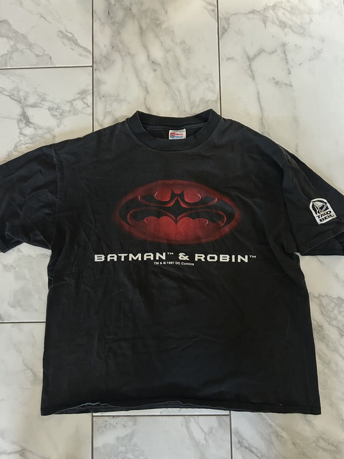 Hanes 1997 Vintage Batman & Robin Rare Double Sided Graphic Tee Size US XL / EU 56 / 4 - 2 Thumbnail