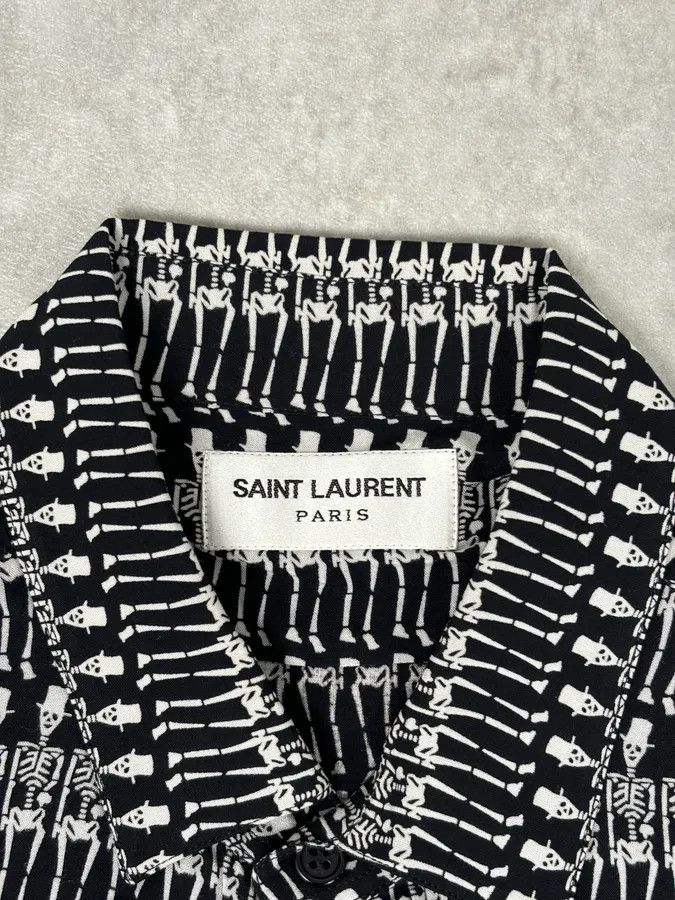 Saint Laurent Paris FW2016 Saint Laurent Black Skeleton Print Shirt by Hedi Slimane Size US S / EU 44-46 / 1 - 8 Thumbnail