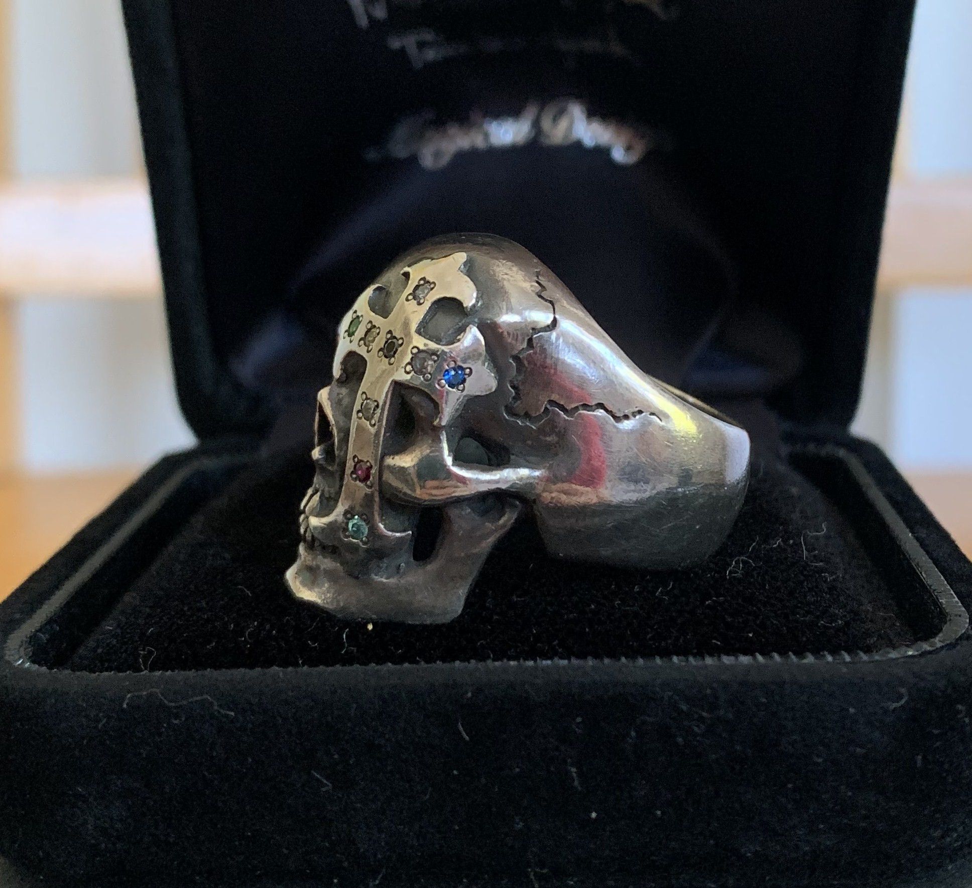 Number (N)ine SS05 "Nightcrawler" Bejeweled Silver Skull Ring w/ box Size ONE SIZE - 4 Thumbnail
