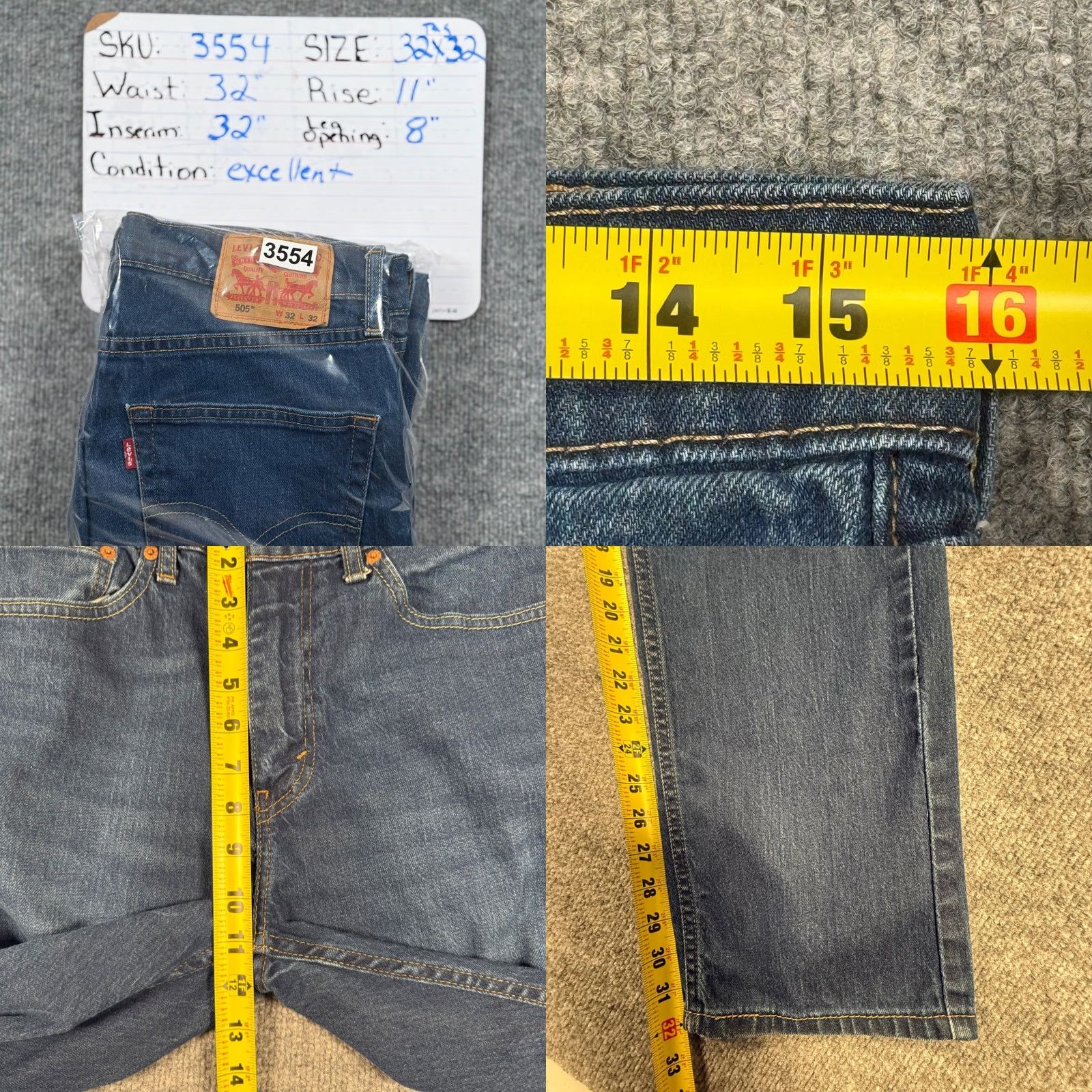 Levi's VINTAGE Levi's 505 Jeans Dark Wash Straight Leg 32x32 Mens Denim Workwear Shirt? Size US 32 / EU 48 - 8 Thumbnail