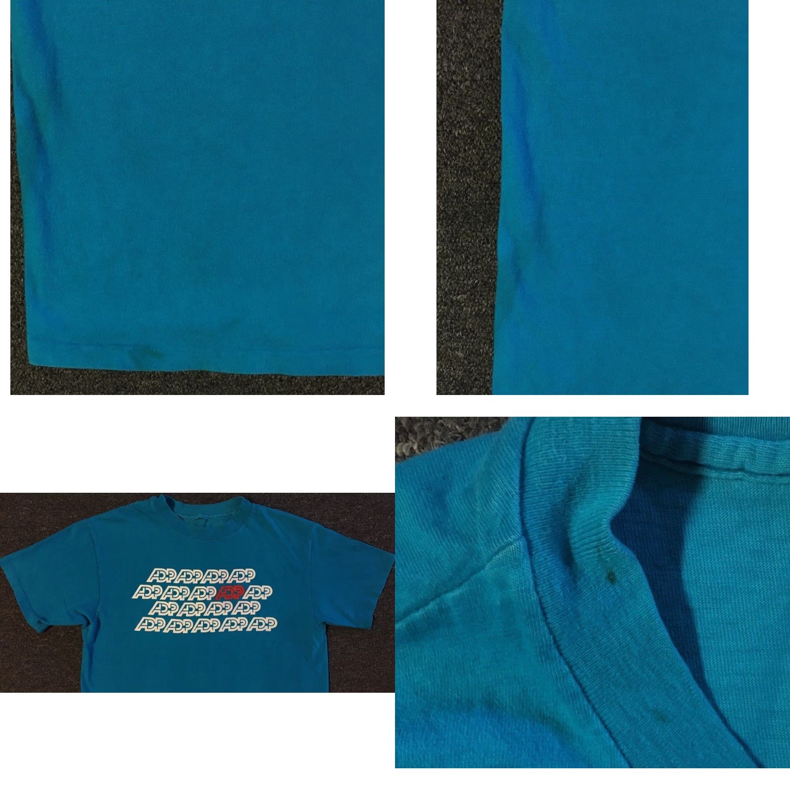 Apple VINTAGE ADP Shirt Mens L Blue 80s Distressed Cotton Single Stitch Windows Microsoft Nike Lyrics? (Note: Ensure only original words used; no new words) Size US L / EU 52-54 / 3 - 8 Thumbnail