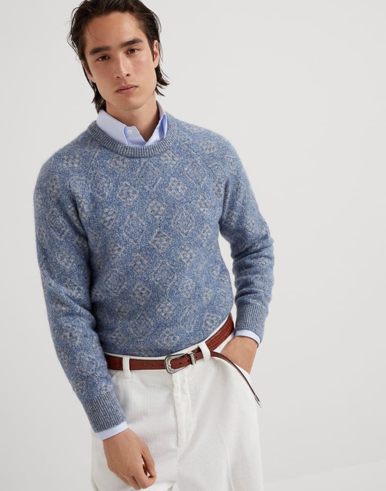 Brunello Cucinelli o1w1db10825 Intarsia-Knit Jumper in Blue Size US S / EU 44-46 / 1 - 1 Thumbnail