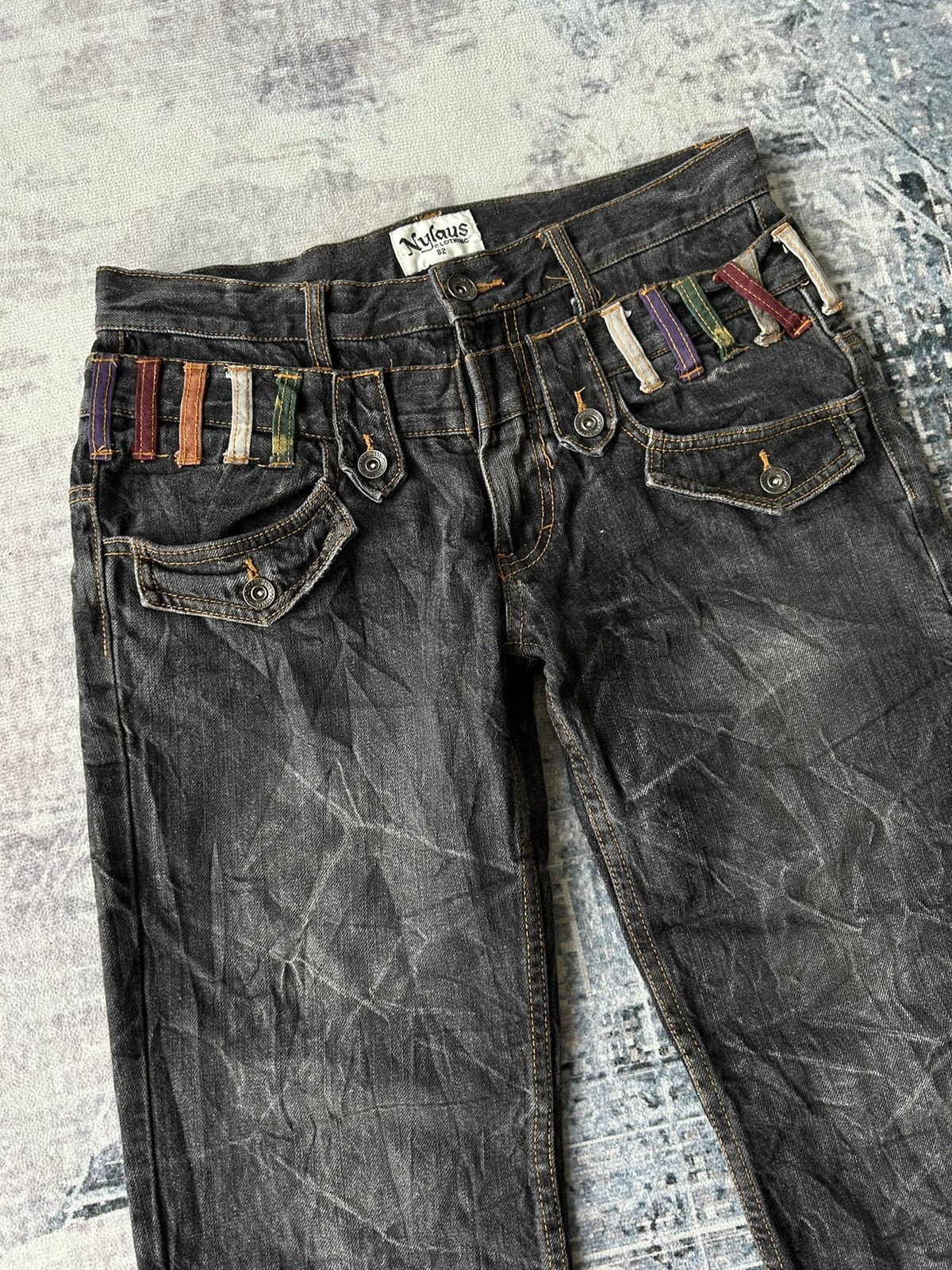 20471120 Nylaus Punk Double Waist Black Denim Size US 30 / EU 46 - 4 Thumbnail
