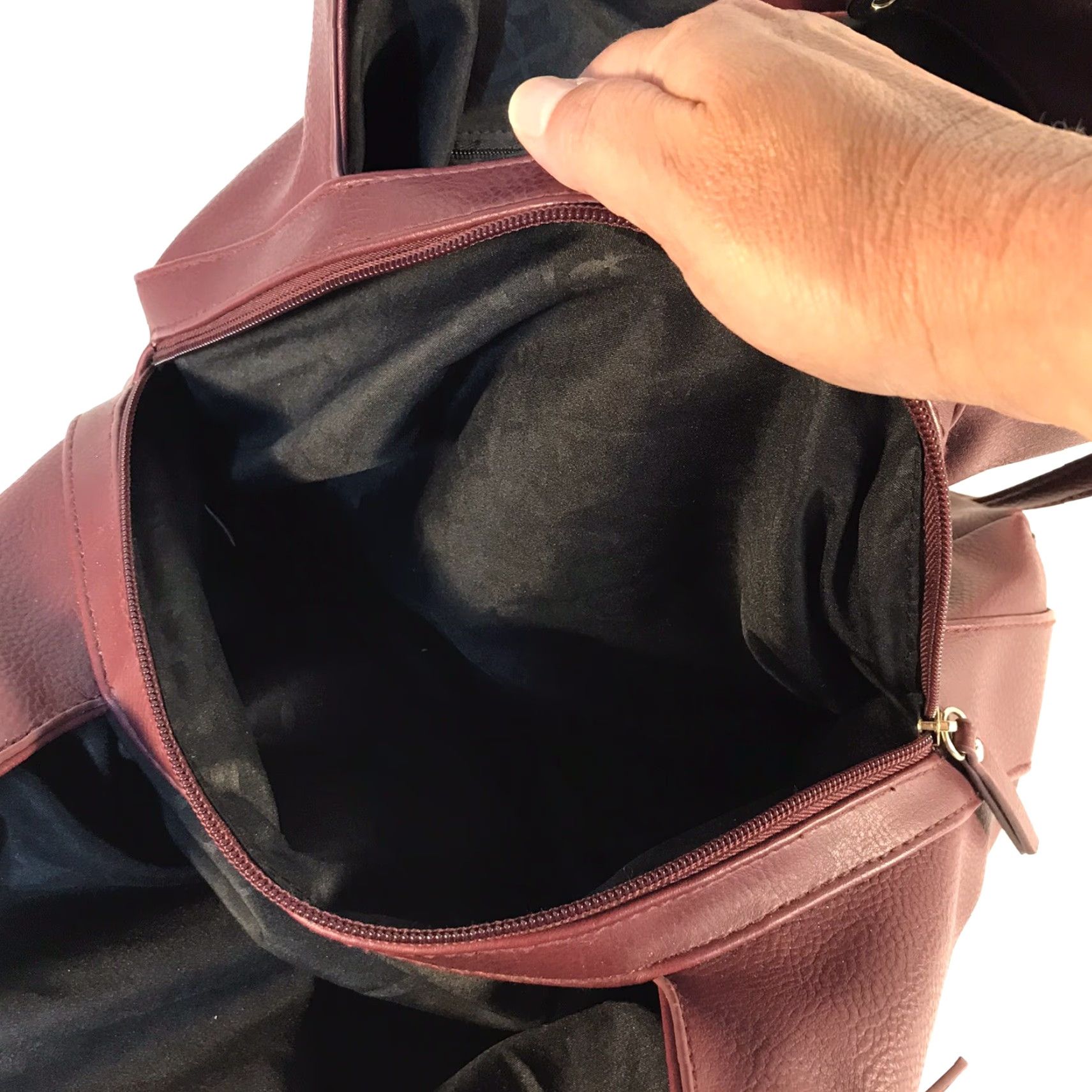 Doublet Large Burgundy Faux Leather Shoulder Bag with Double Handles and Multipockets for Women Size ONE SIZE - 6 Thumbnail